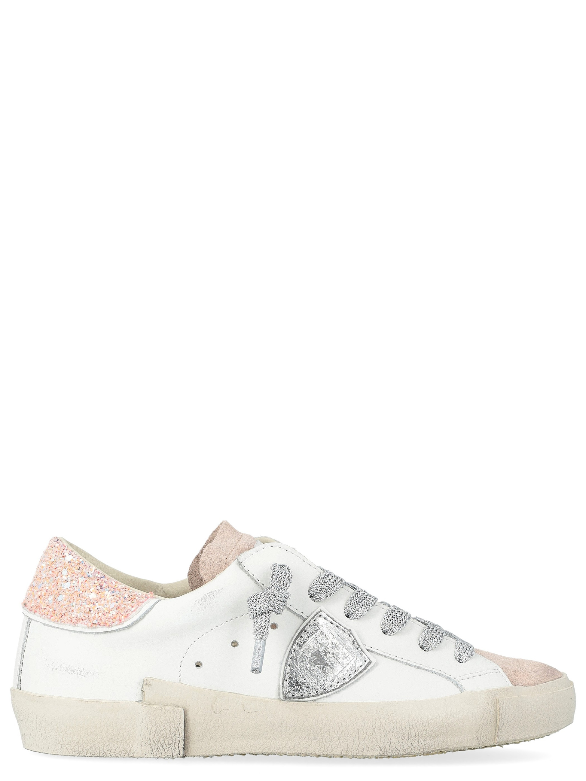 Sneaker Philippe Model aus Leder und Wildleder in Weiß und Rosa