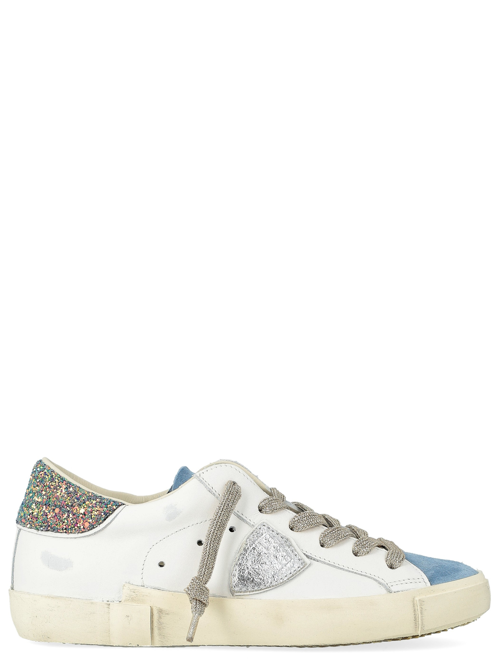 Sneaker Philippe Model aus Leder und Wildleder in Weiß und Blau