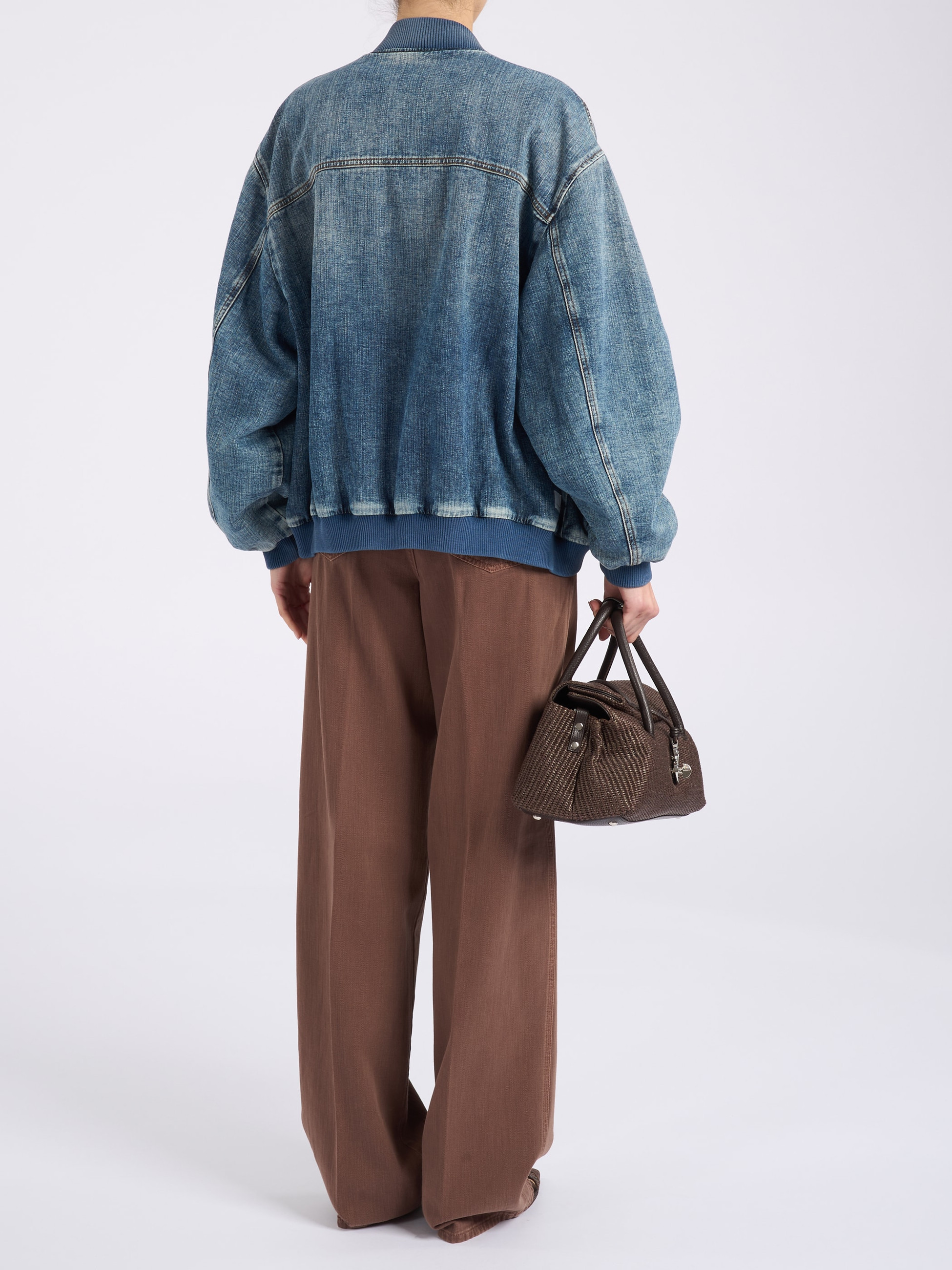 Nine In The Morning Blue Denim Bomber Jacket | H-Brands