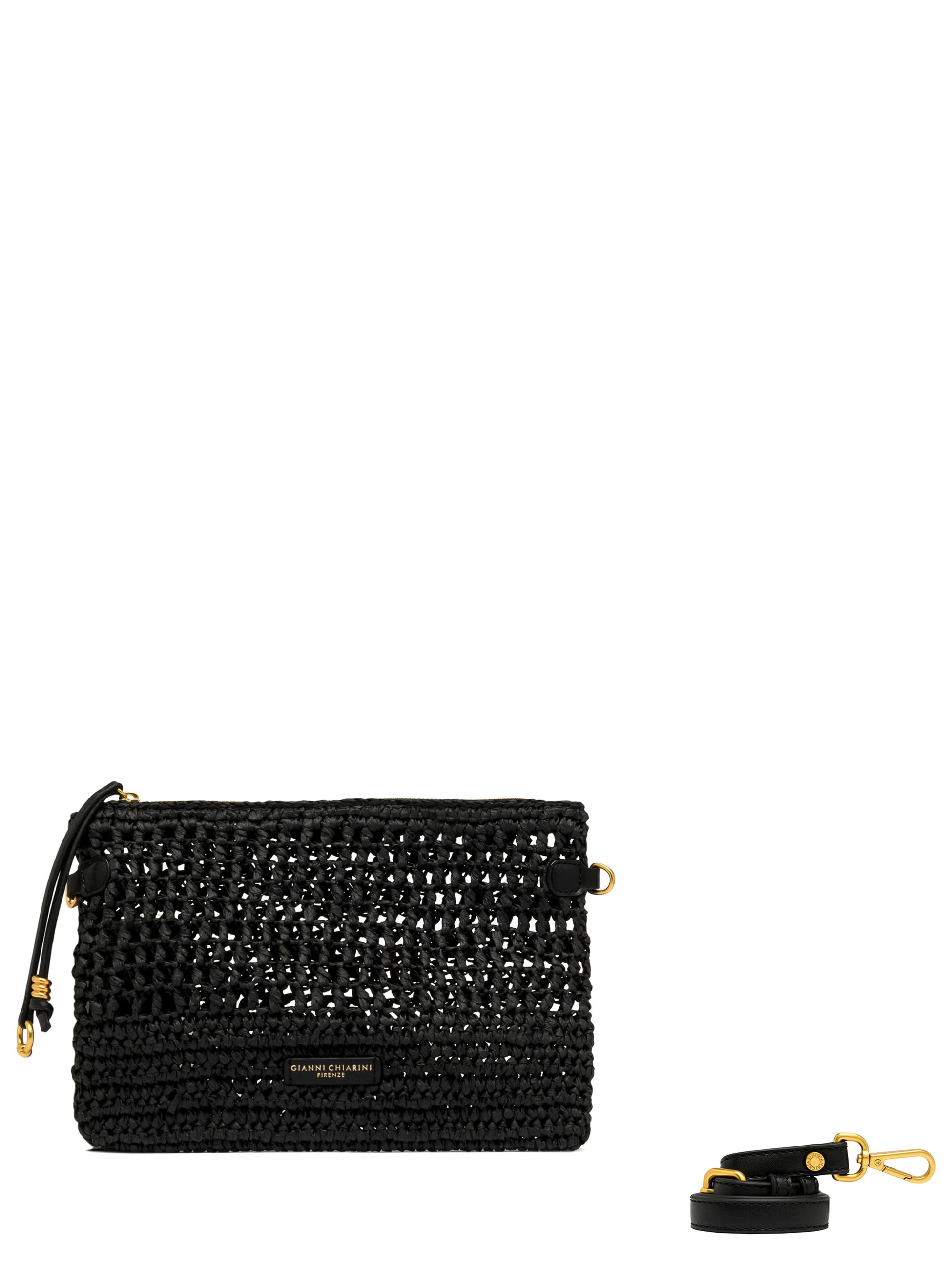 Gianni Chiarini Clutch in Black Crochet Straw | H-Brands
