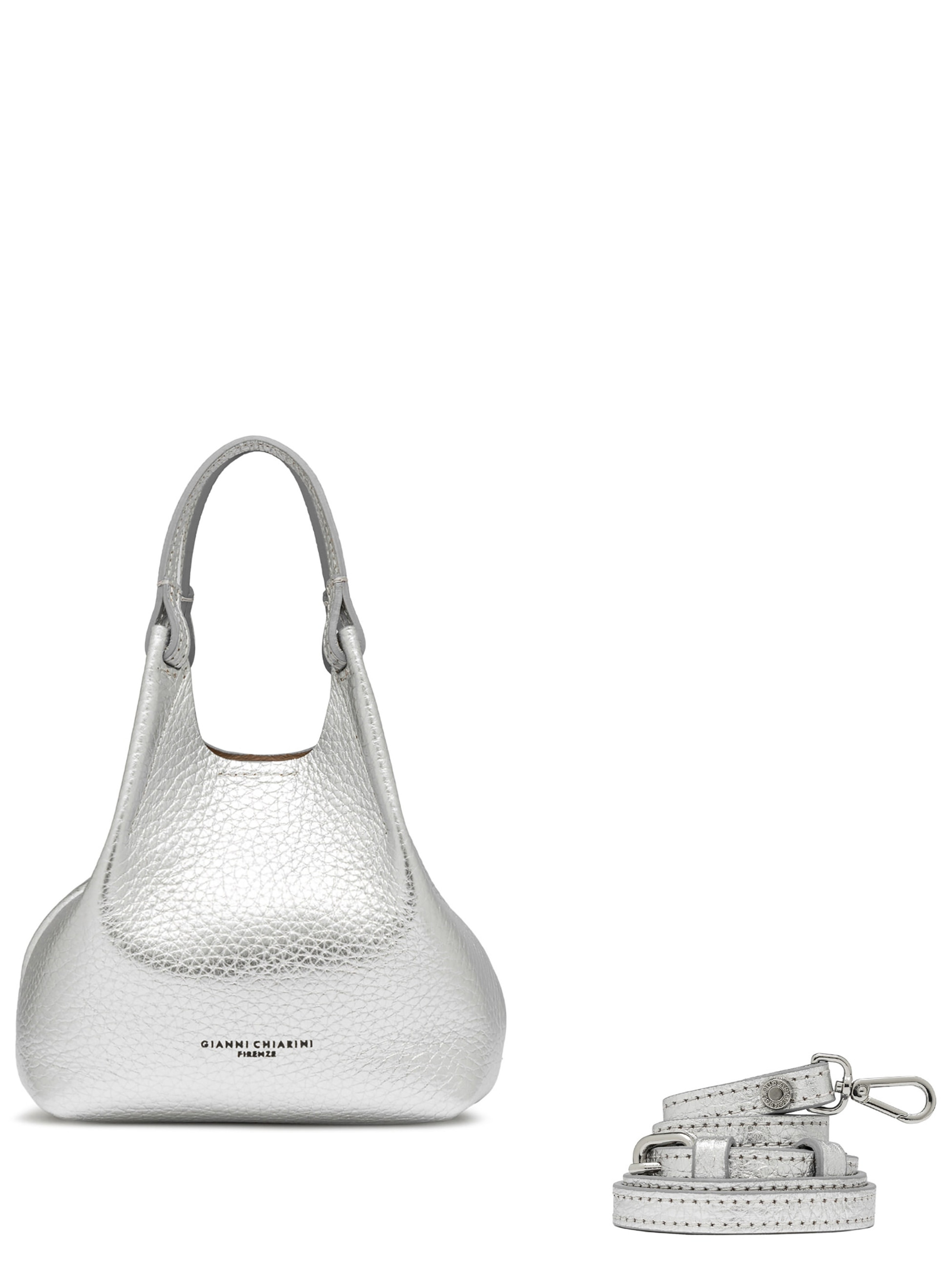 Borsa Gianni Chiarini Dua Mini in pelle color argento