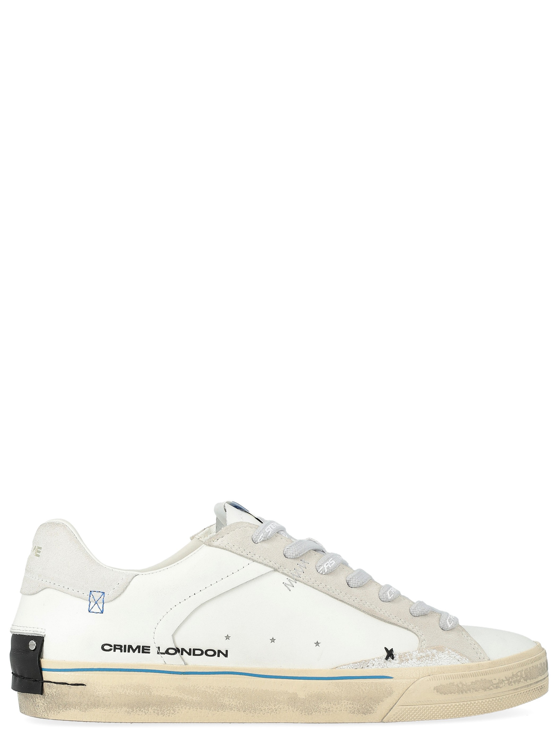 Baskets Crime London 2.0 en cuir et daim blanc et bleu