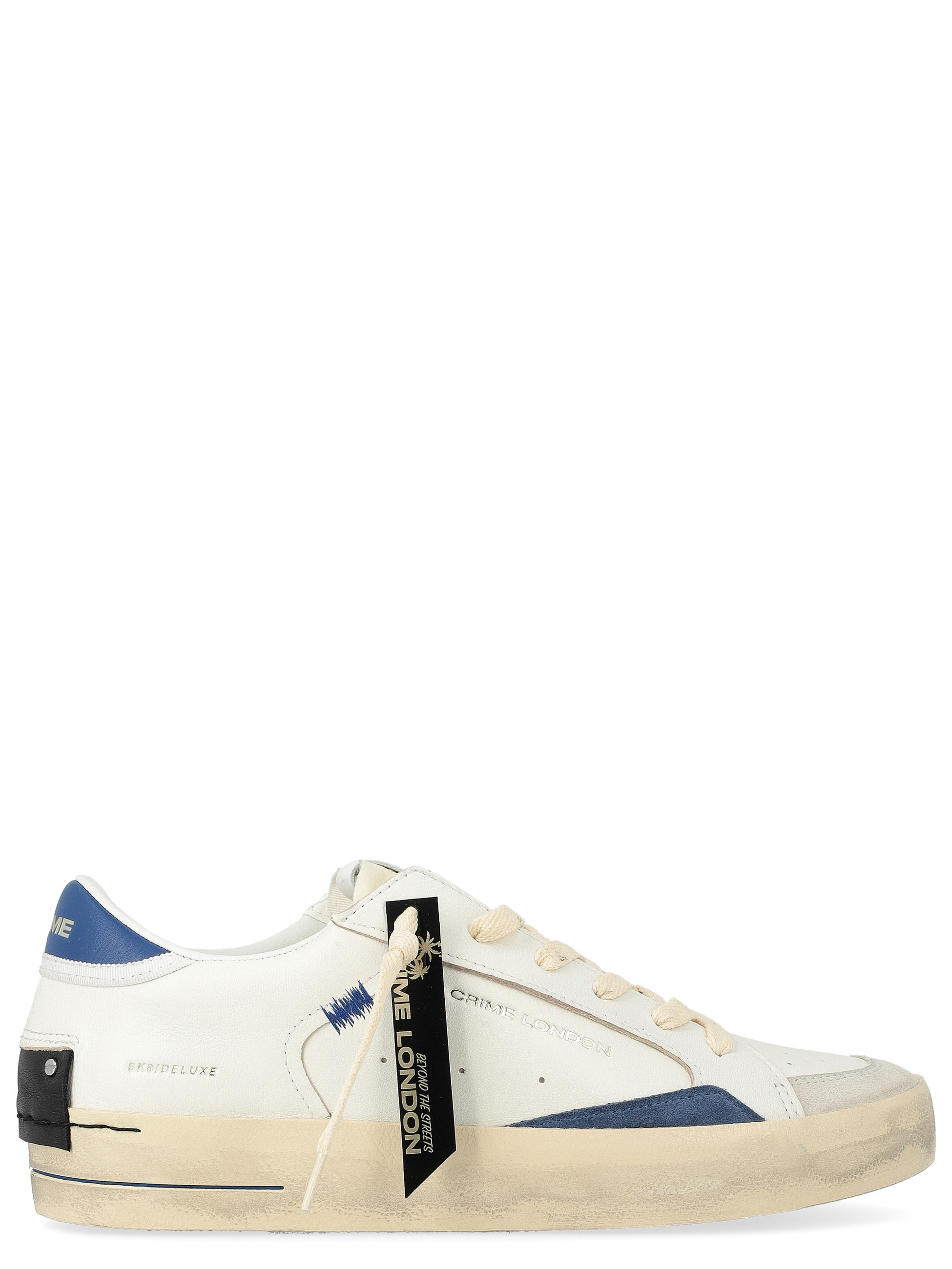 Sneaker Crime London Deluxe aus Leder und Wildleder in Weiß und Blau
