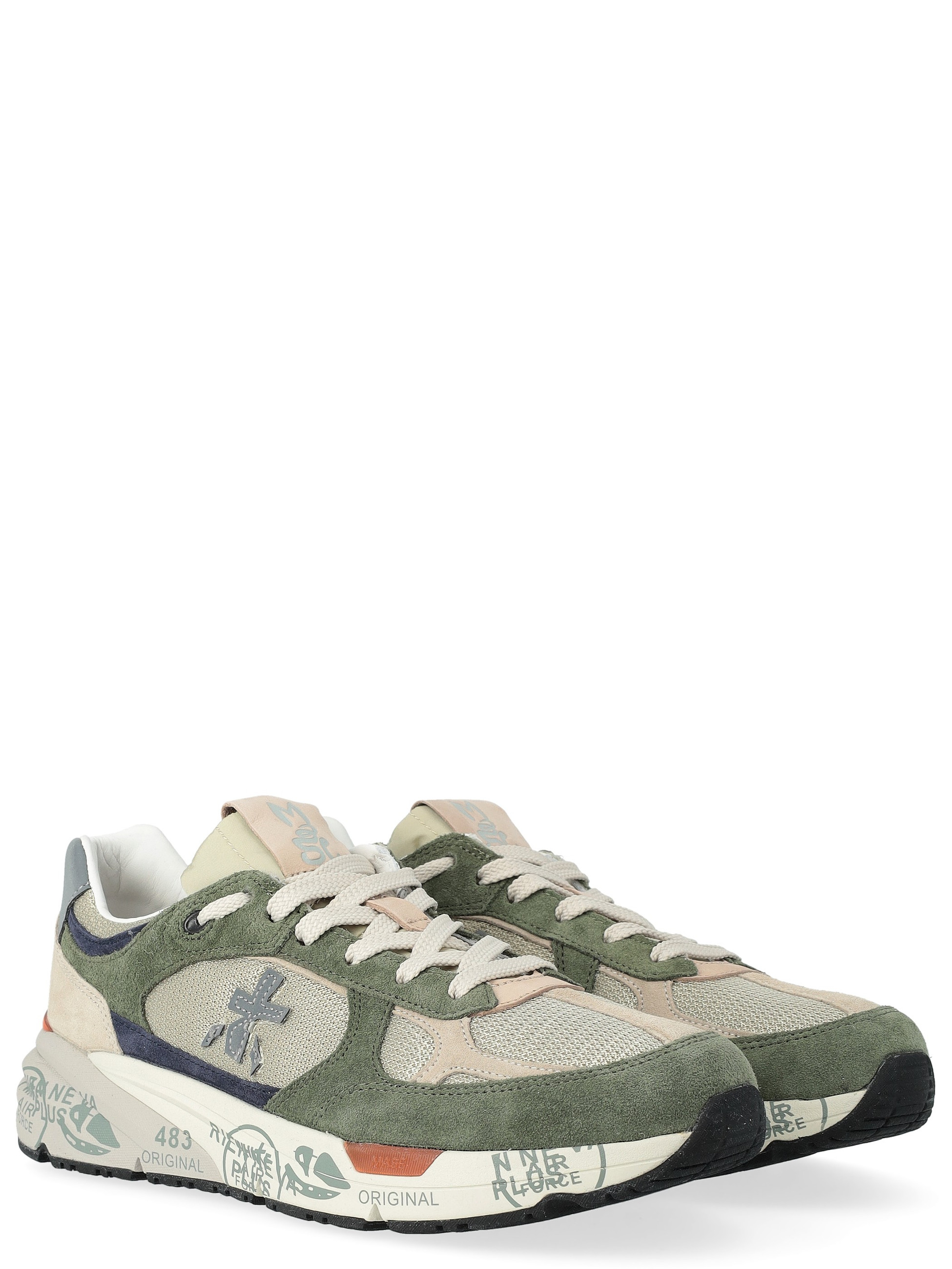 Premiata 8015 Sneakers in Technical Fabric and Green Suede | H-Brands