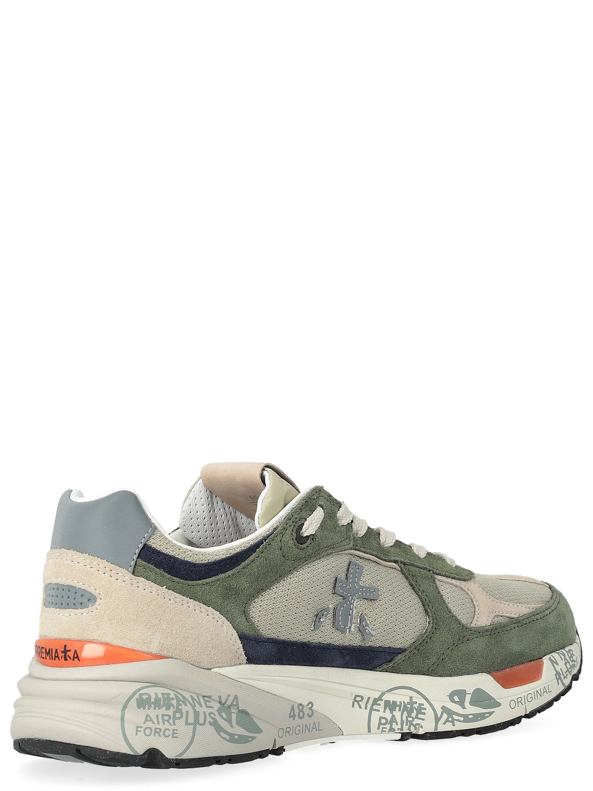 Premiata 8015 Sneakers in Technical Fabric and Green Suede | H-Brands