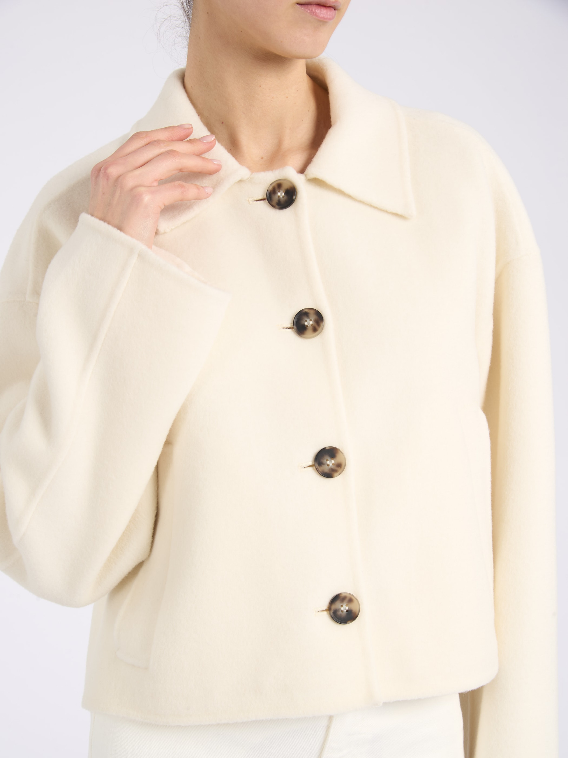 Ivy Oak Jacket in White Wool | H-Brands