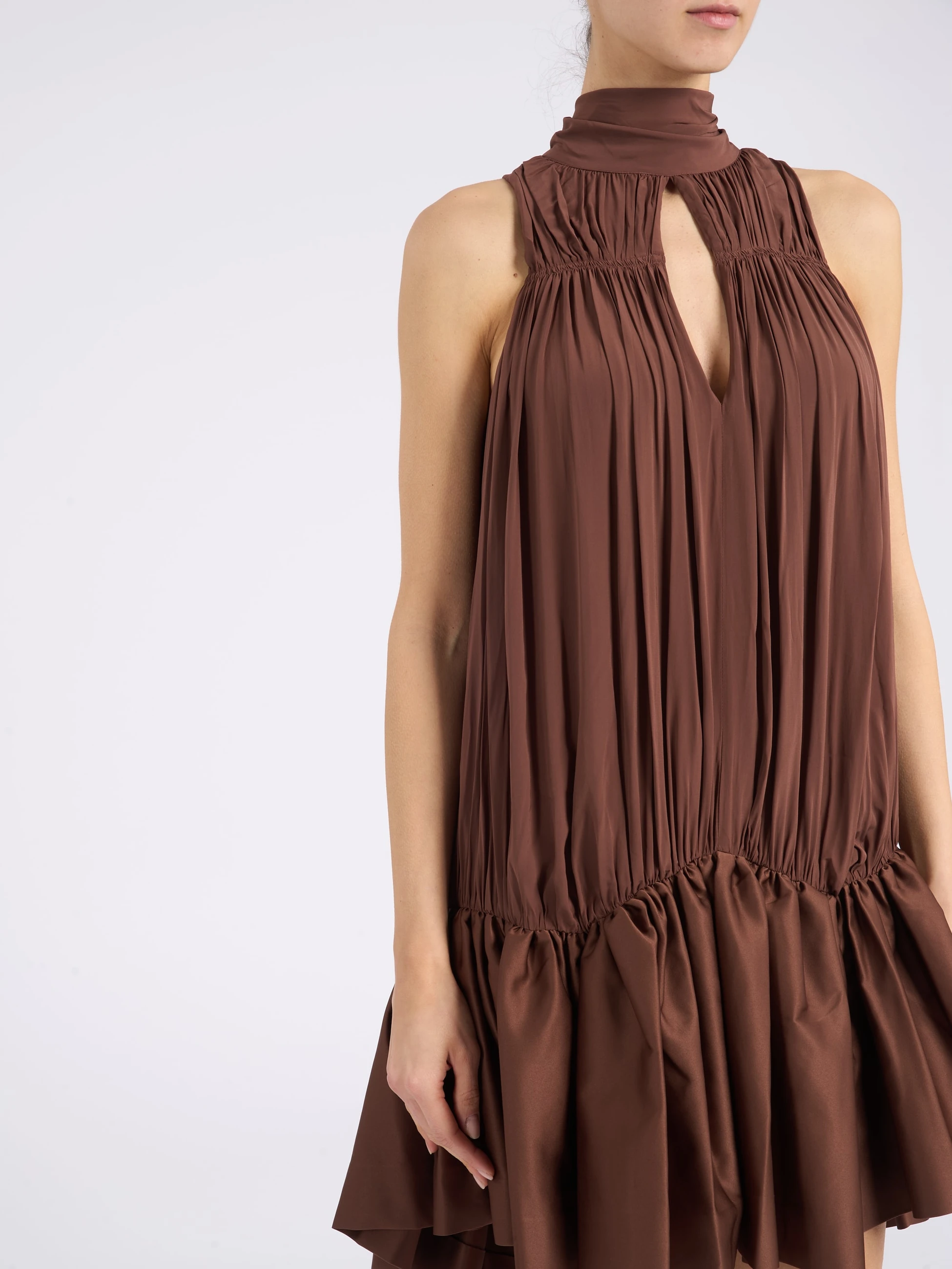 rotate brown dress viscose Rotate mini Corsage Colour:White/Blue summer_2026 Medium Blue Cotton Elijah creating a captivating texture