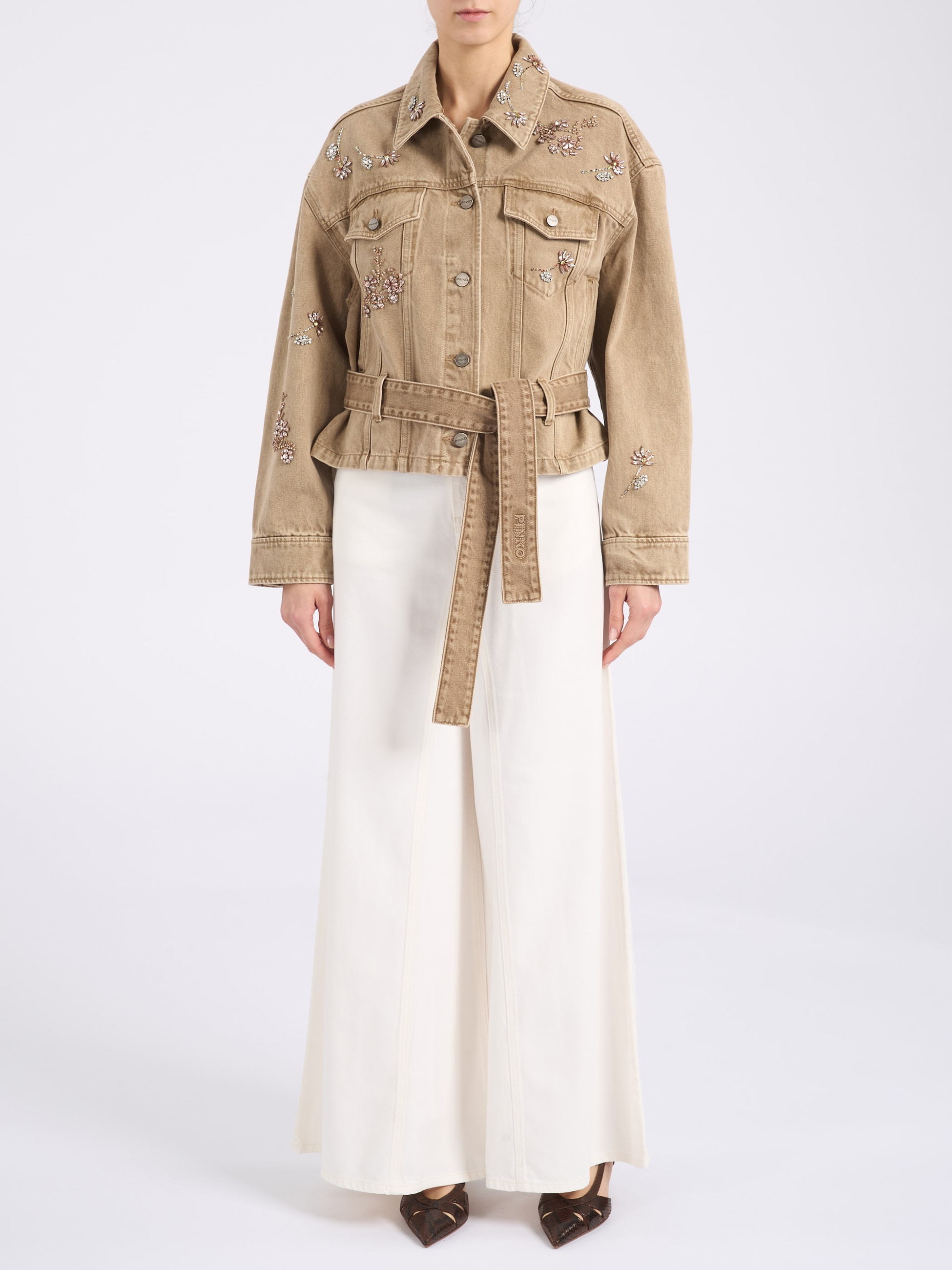 Pinko Jacket in Beige Denim | H-Brands