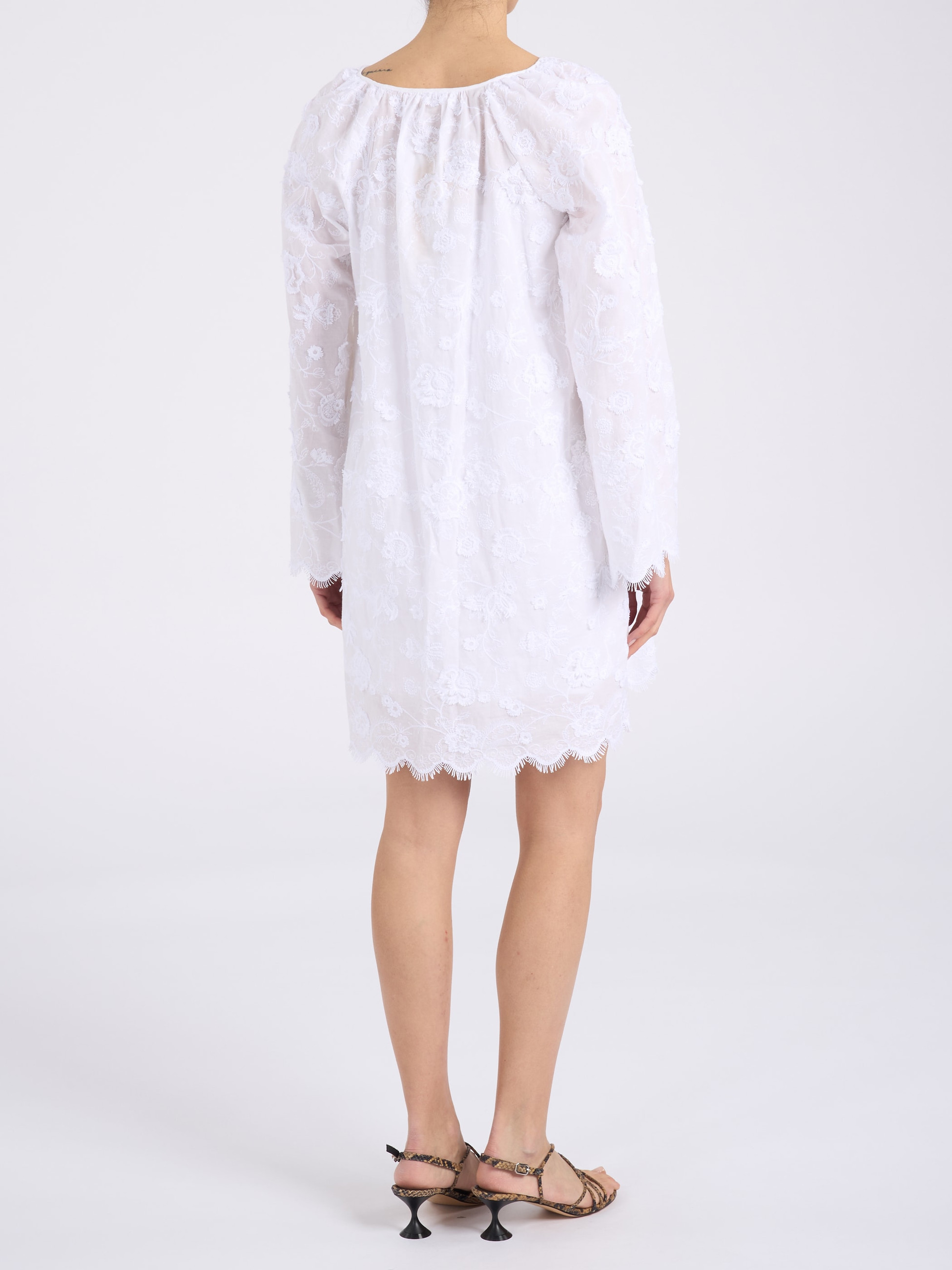 michael kors white lace dress Lace Square Neck Mini Dress
