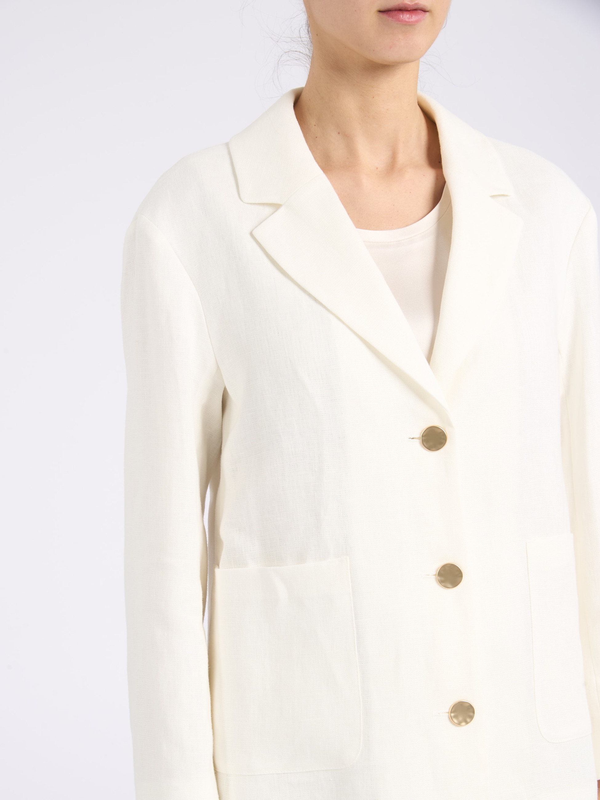 Max Mara 【XLサイズ 】白タグ リネン100% テーラードジャケット S Max Mara White Linen Jacket | H-Brands