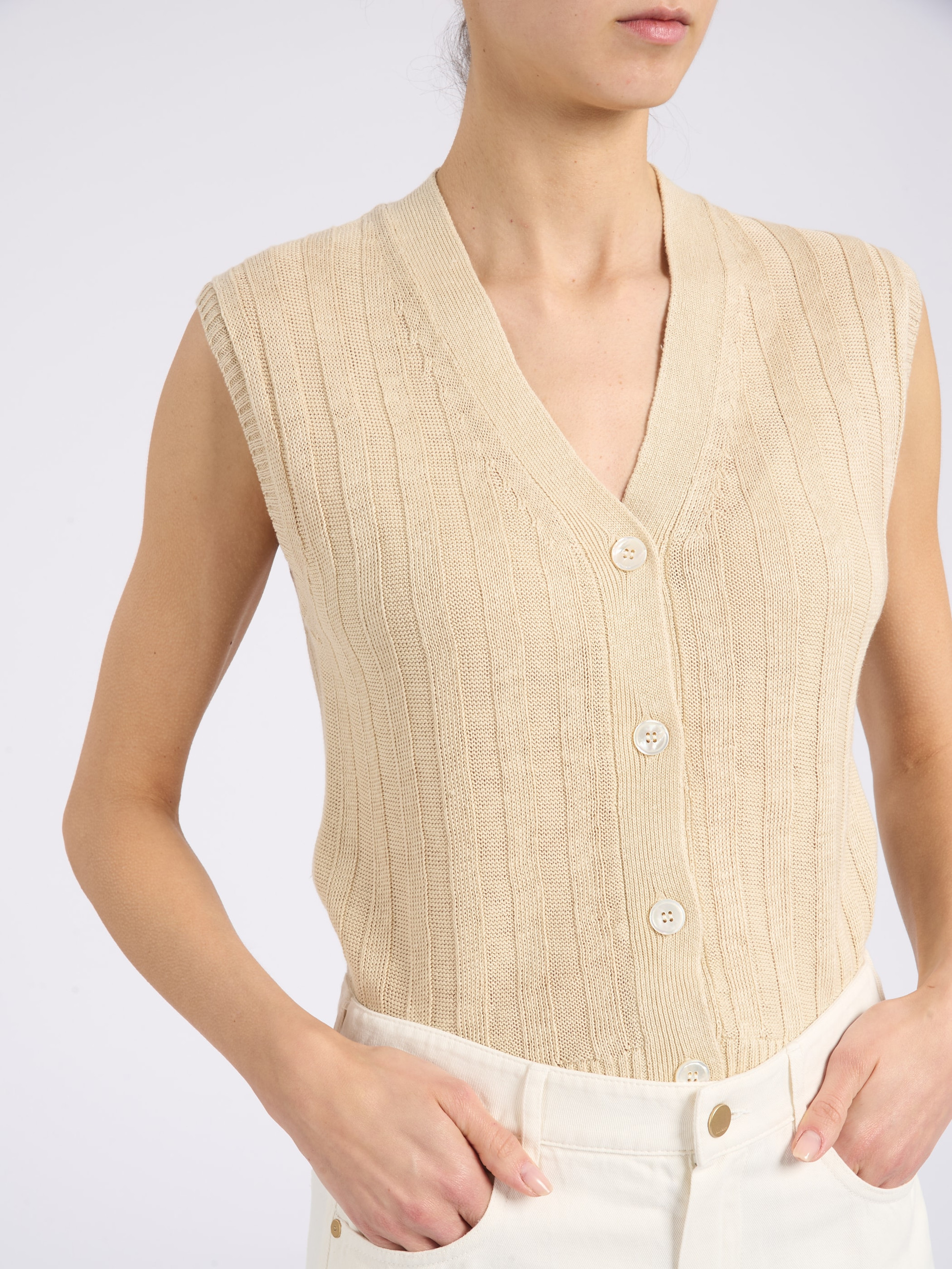 Max Mara MM ivory-colored linen vest | H-Brands