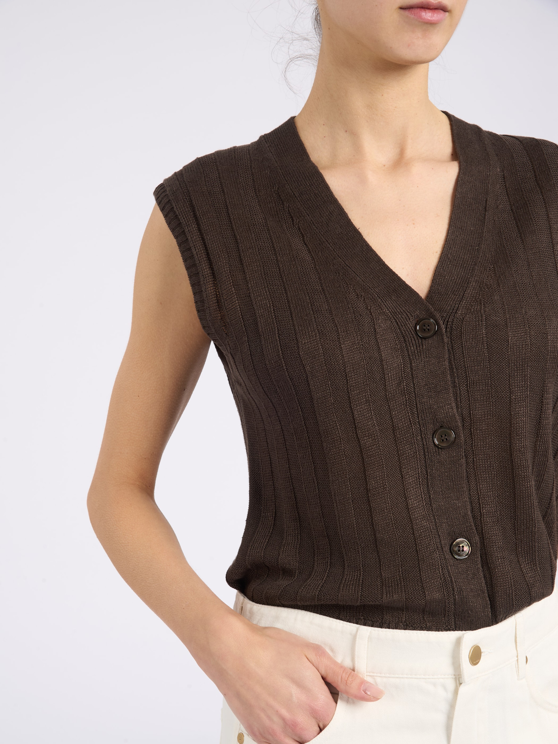 Max Mara MM Brown Linen Vest | H-Brands