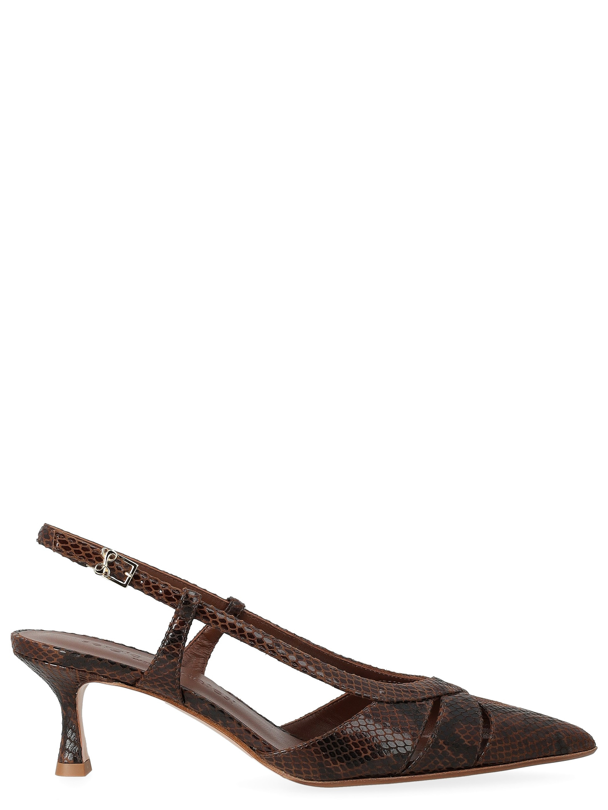 Slingback Sergio Levantesi Edda6 in pelle pitonata marrone