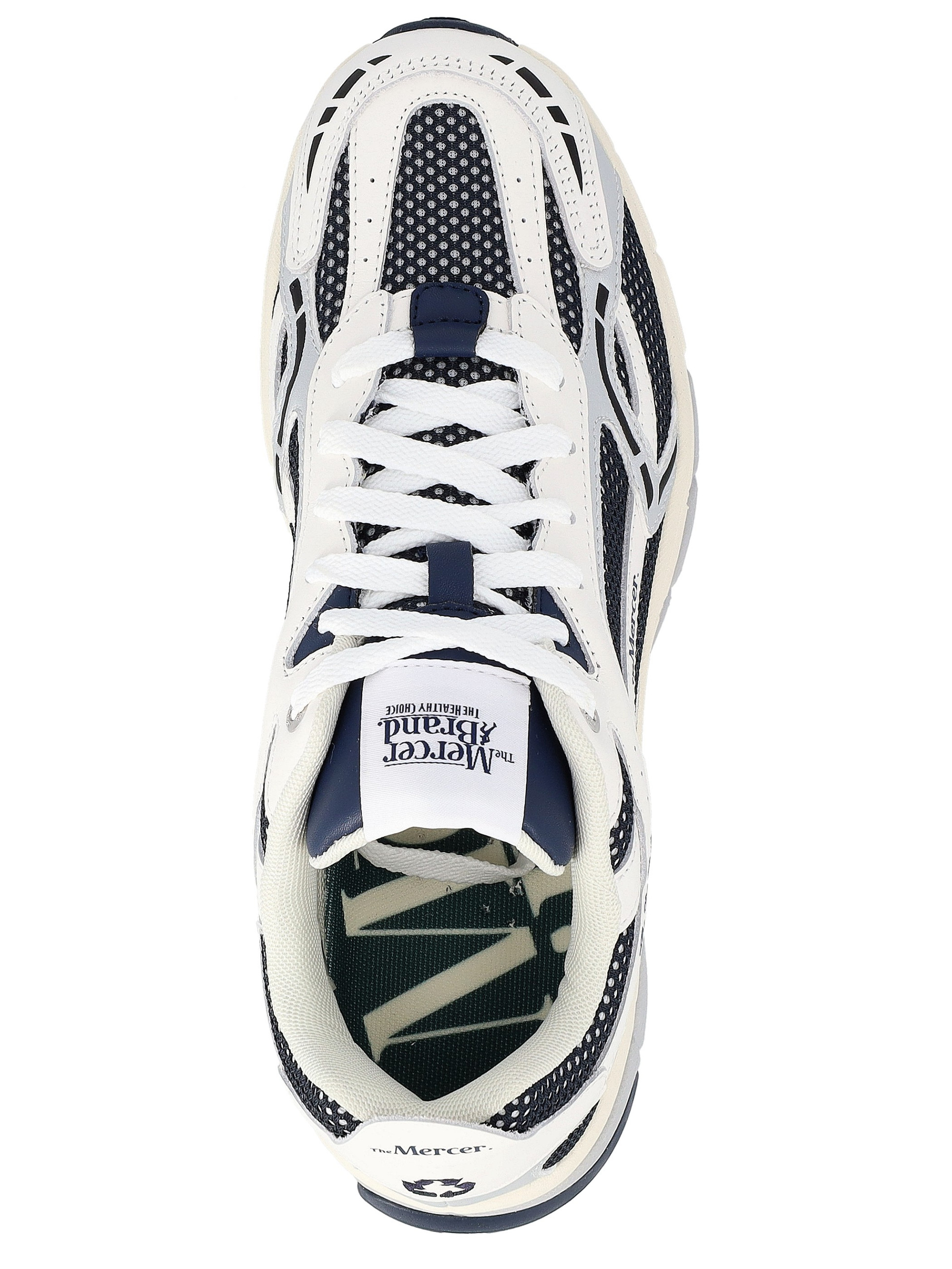 The Mercer The Re-Run Sneakers in White and Blue Leather | H-Brands