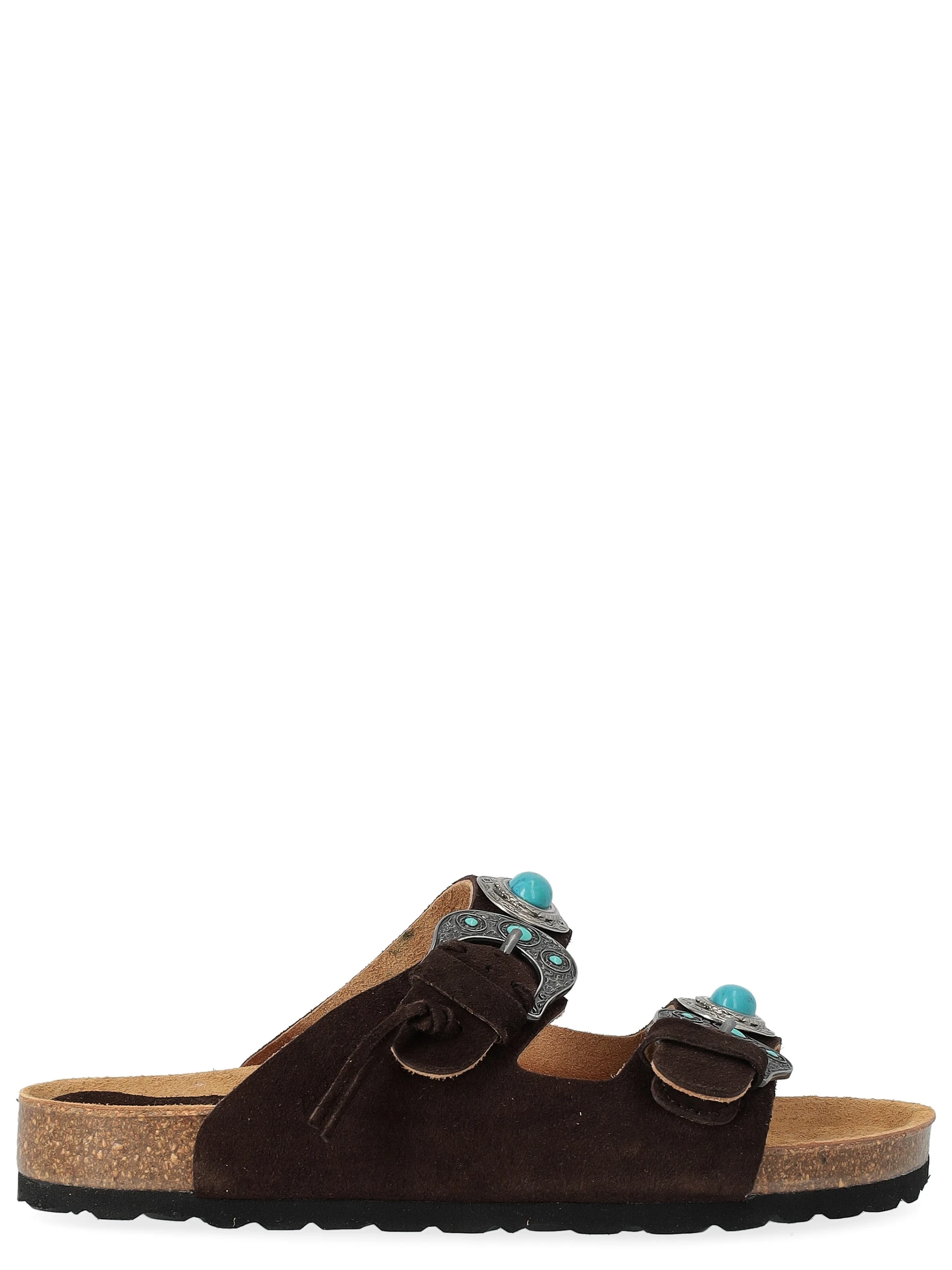 Sandalo Taji Buckle Stone in suede marrone