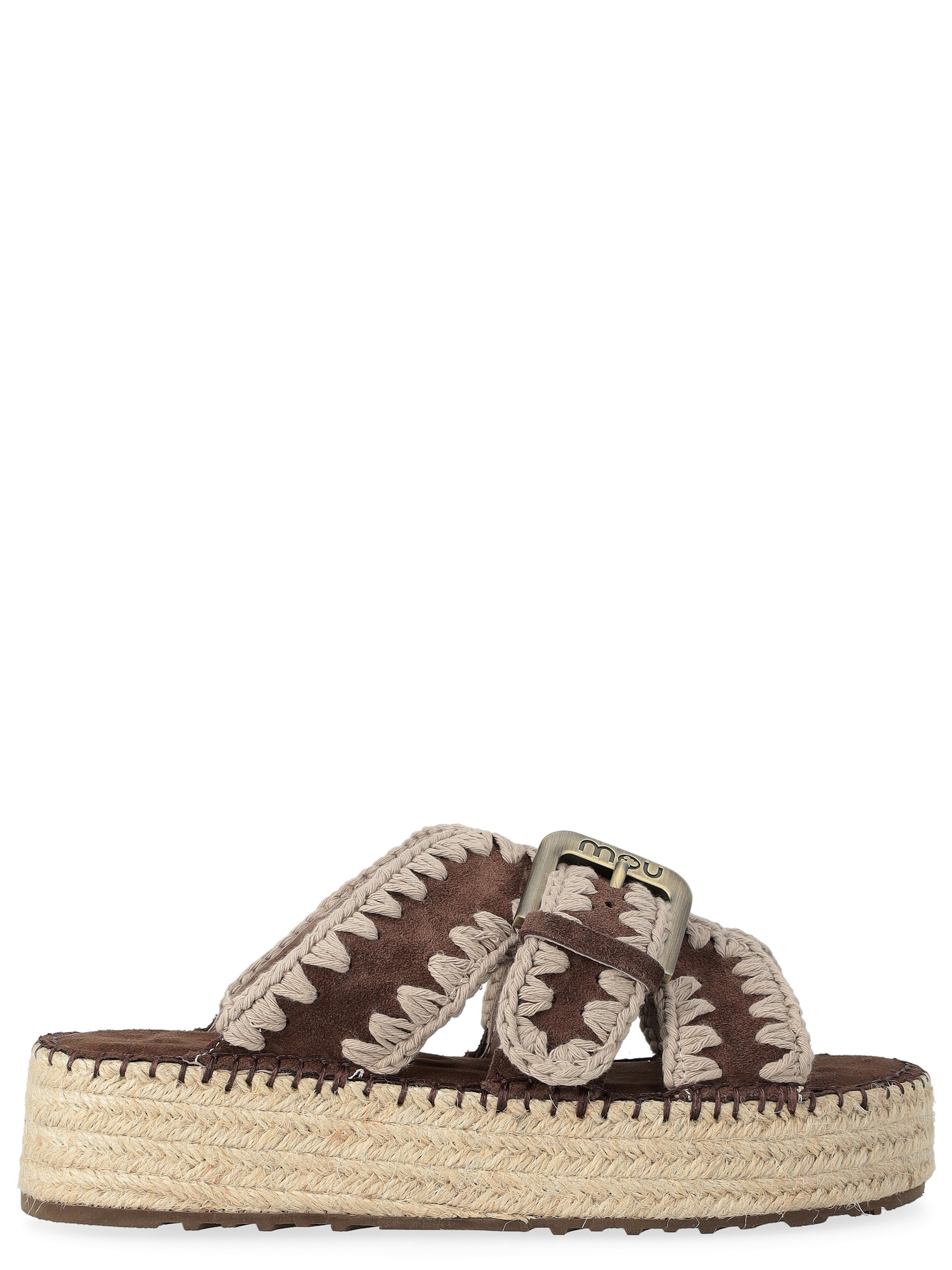 Sandalo Mou Jute in camoscio color marrone
