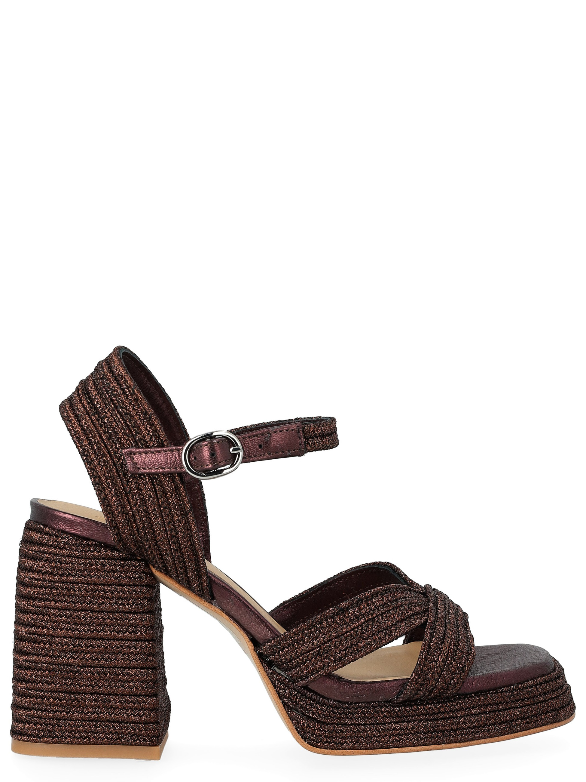 Sandalo Castañer Valle in intreccio metallizzato marrone