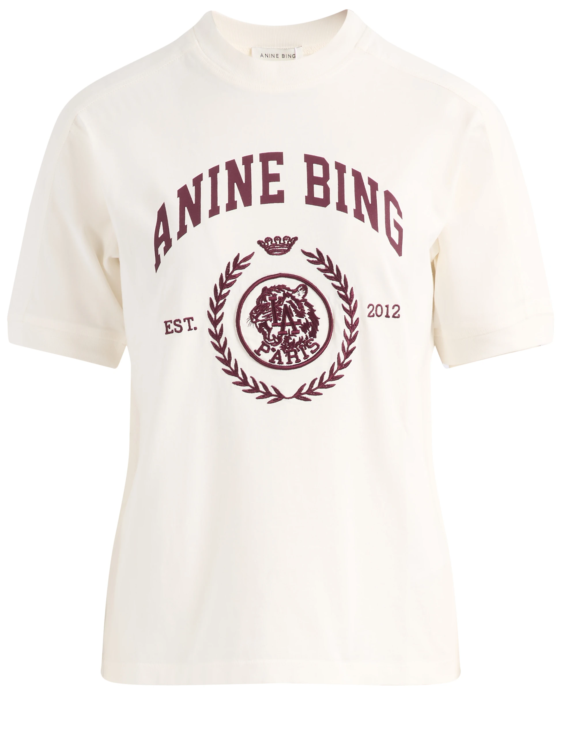 T-shirt Anine Bing Jaylin Tee Collegiate in cotone crema