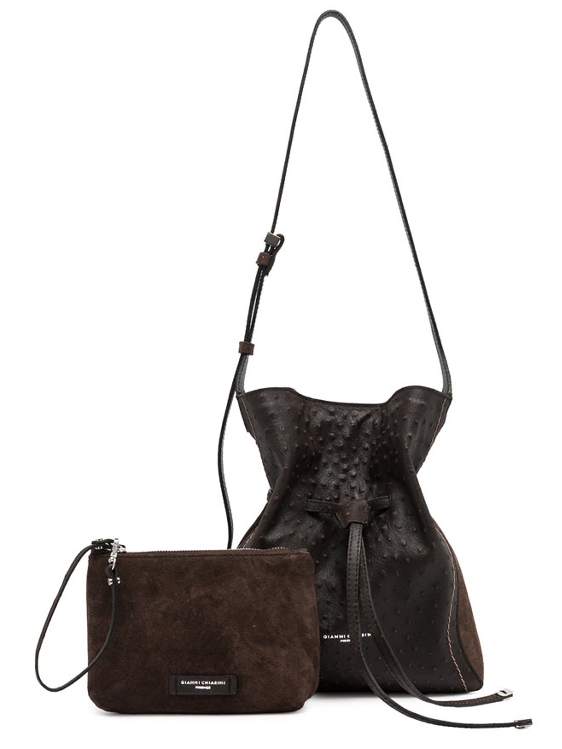 Gianni Chiarini Medium Bag in espresso-colored embossed leather