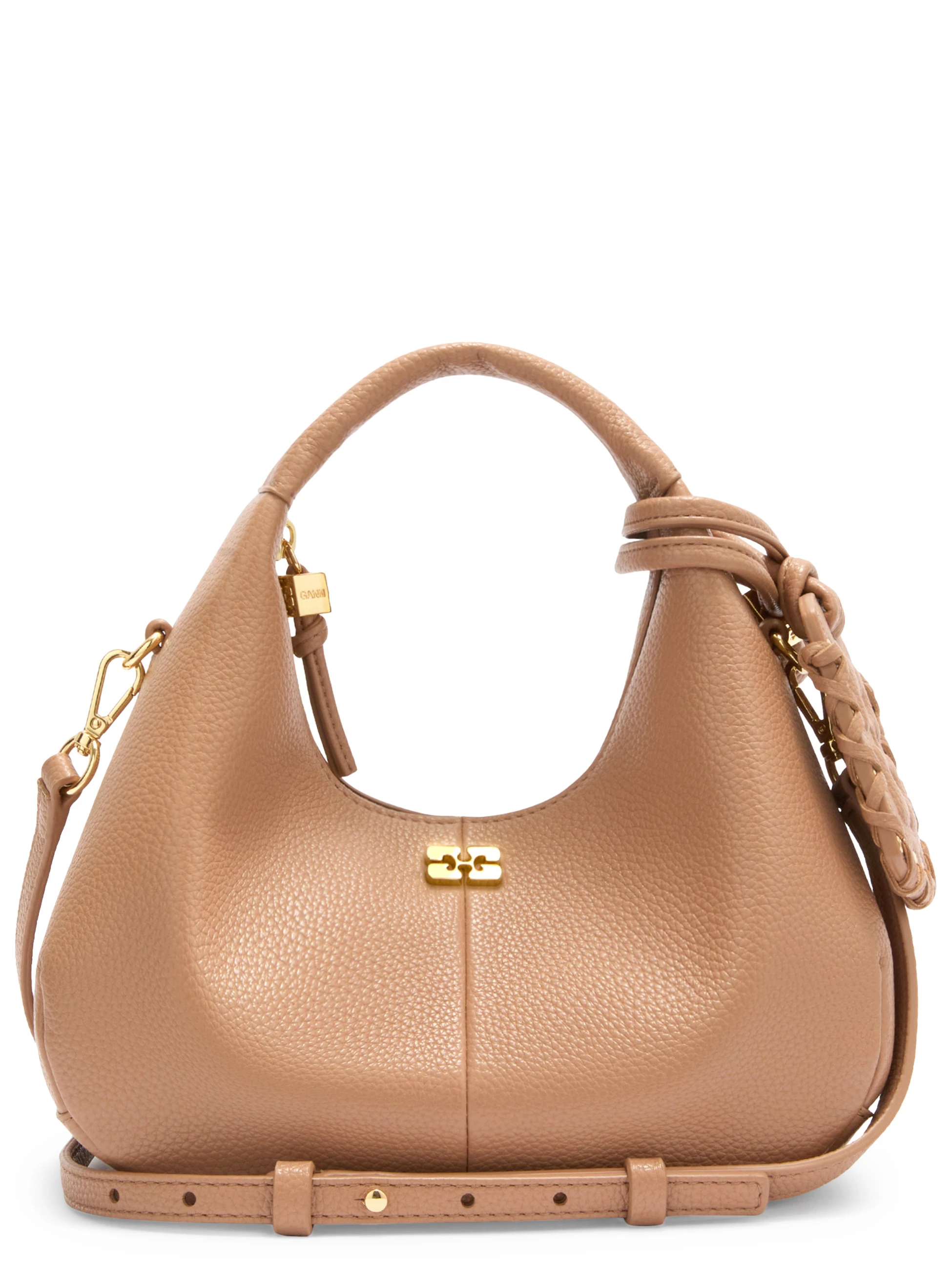 Borsa Ganni Hobo Mini in pelle beige