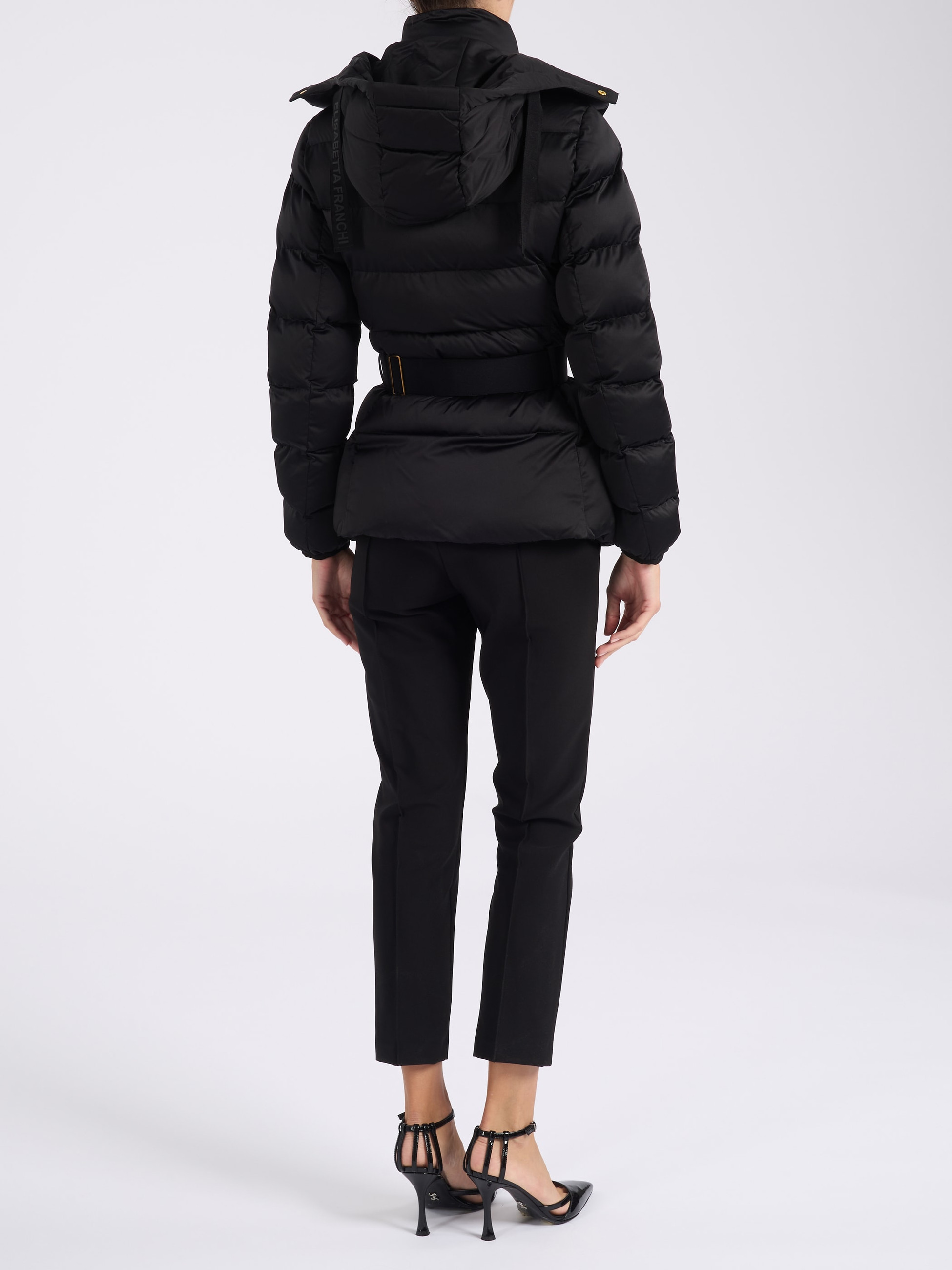 Down jacket Elisabetta Franchi made of black sailcloth | H-Brands