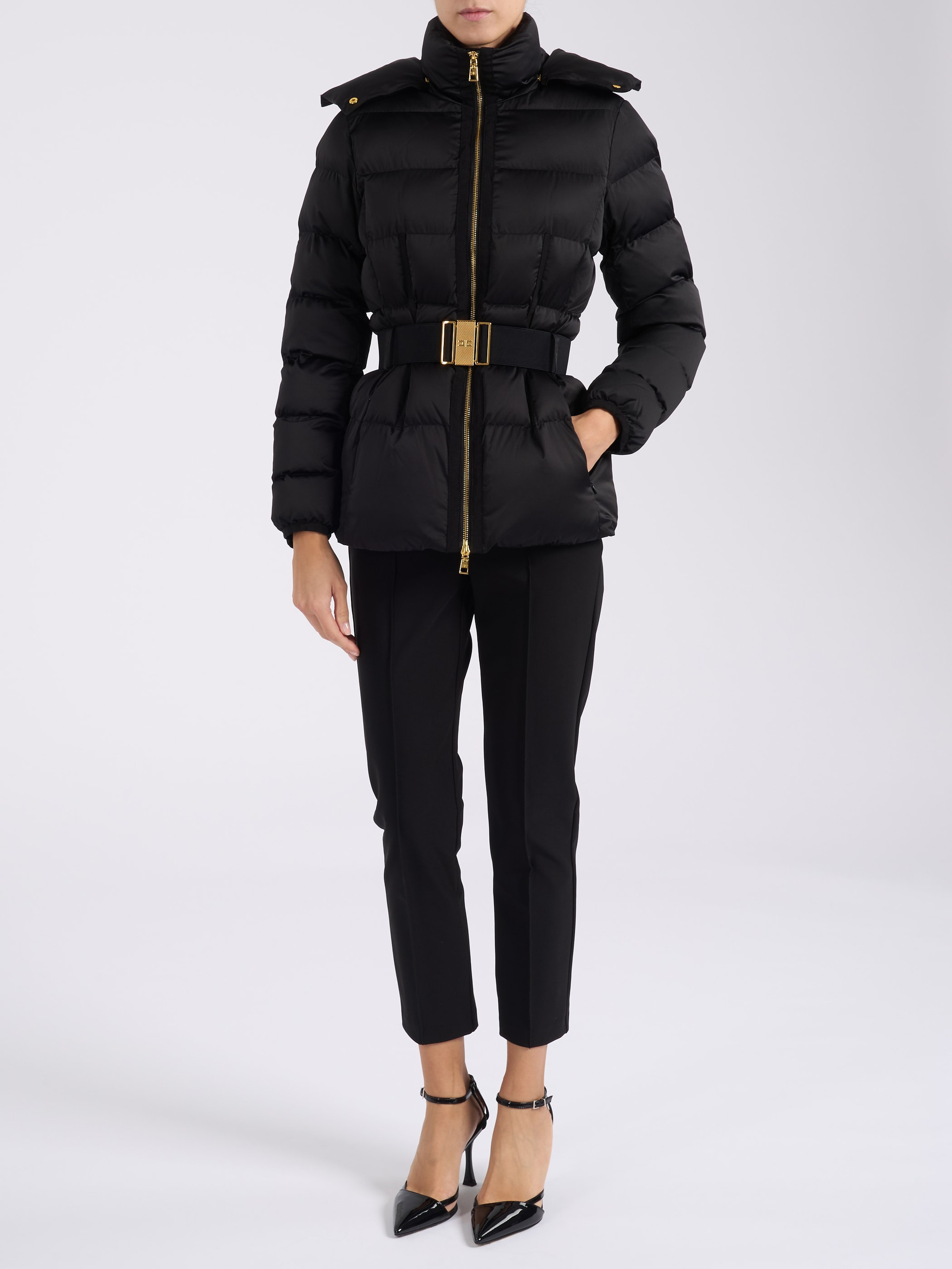 Down jacket Elisabetta Franchi made of black sailcloth | H-Brands