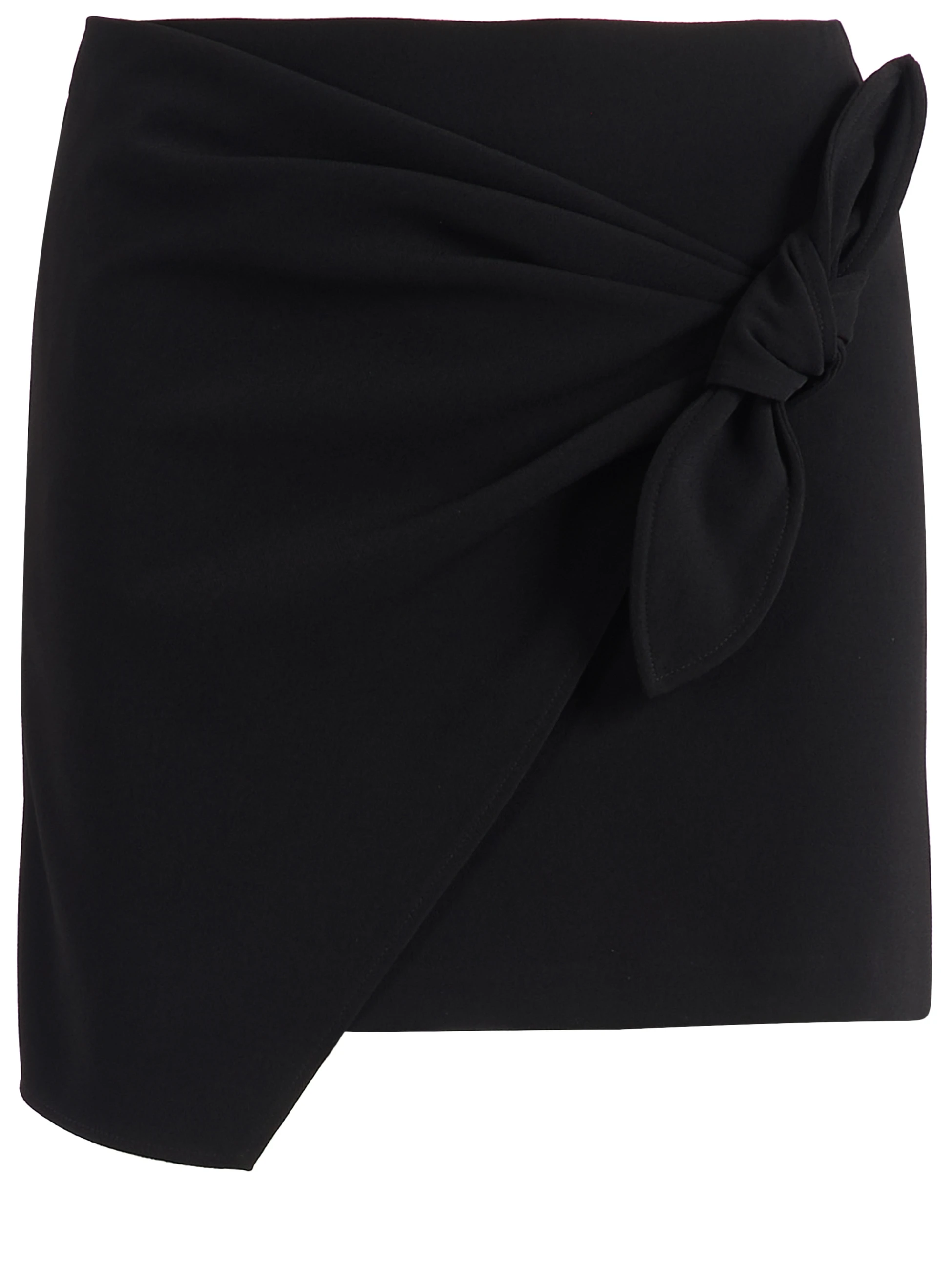 Minigonna Elisabetta Franchi in crêpe nero con fiocco
