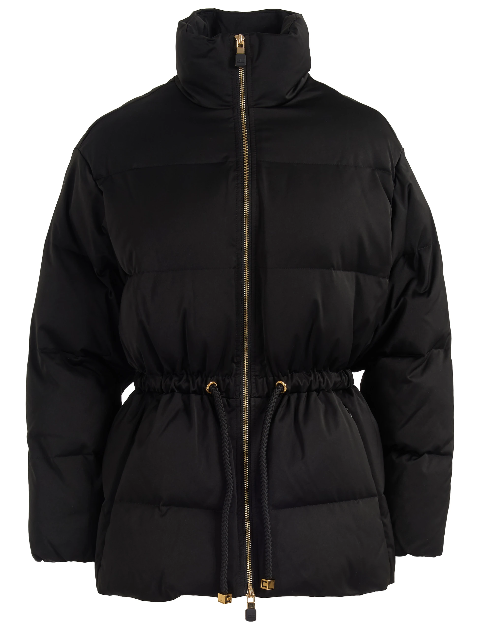 Piumino oversize Elisabetta Franchi  in tessuto semilucido nero