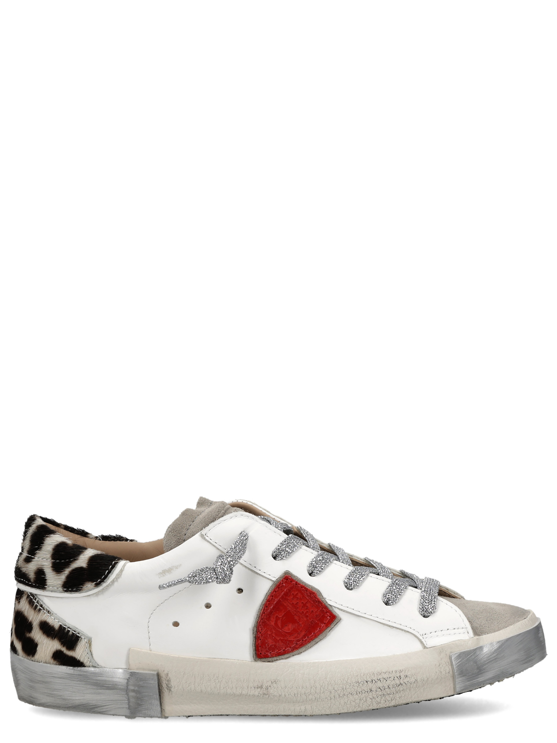 Sneaker Philippe Model Prsx in pelle bianca, rossa e argento