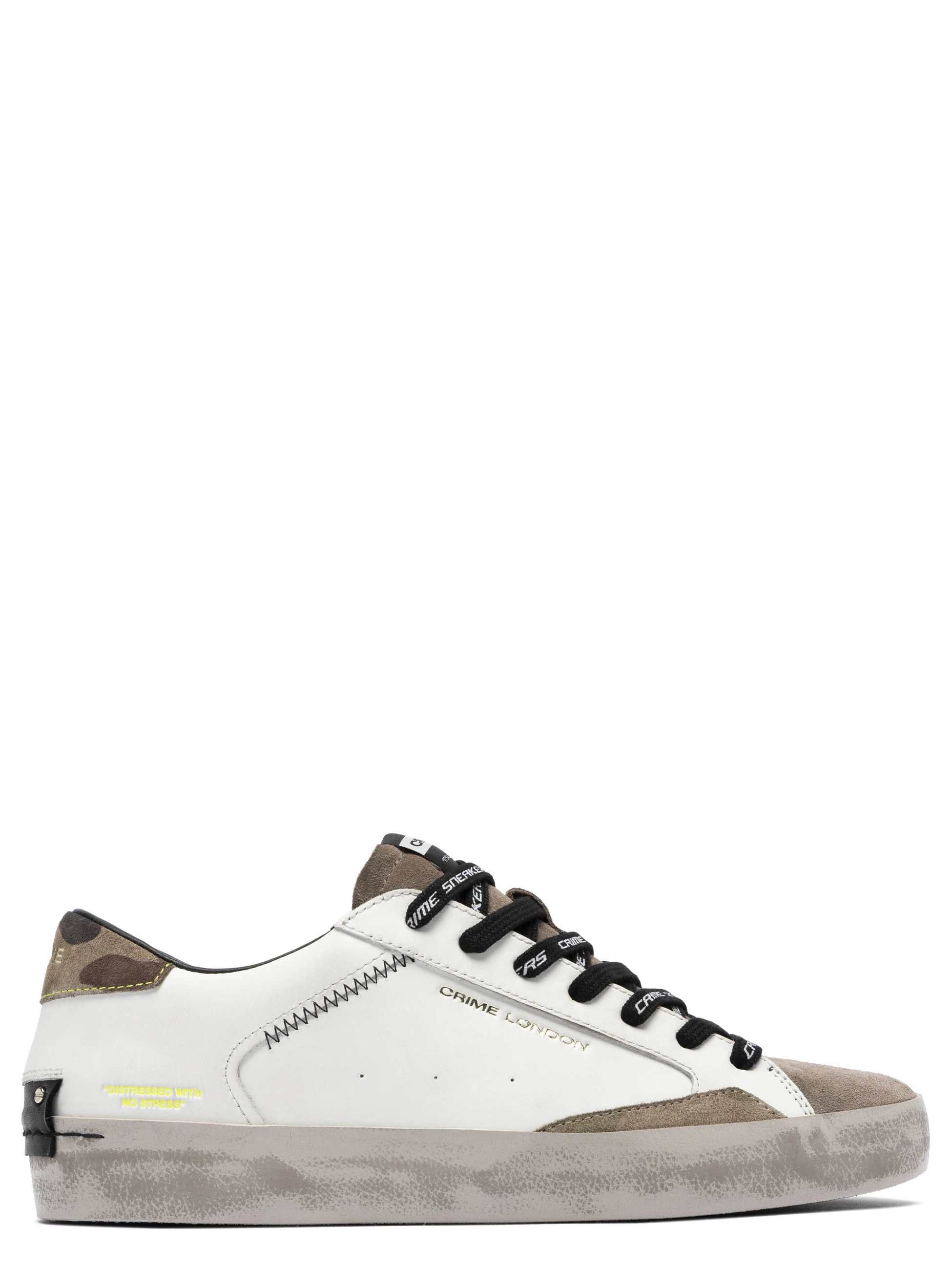 Sneaker Crime London Distressed in pelle bianca e marrone