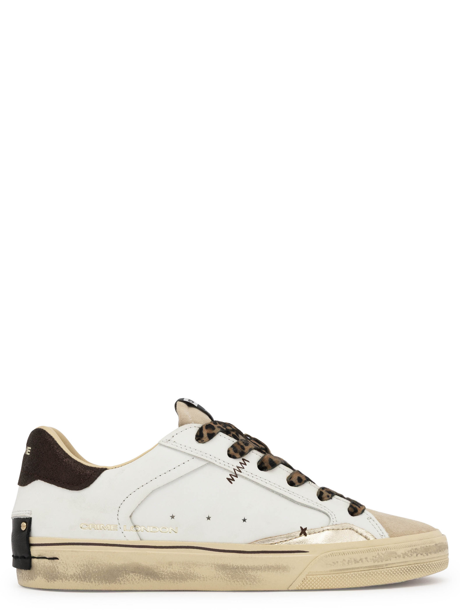 Sneaker Crime London Deconstructed in pelle bianca e beige