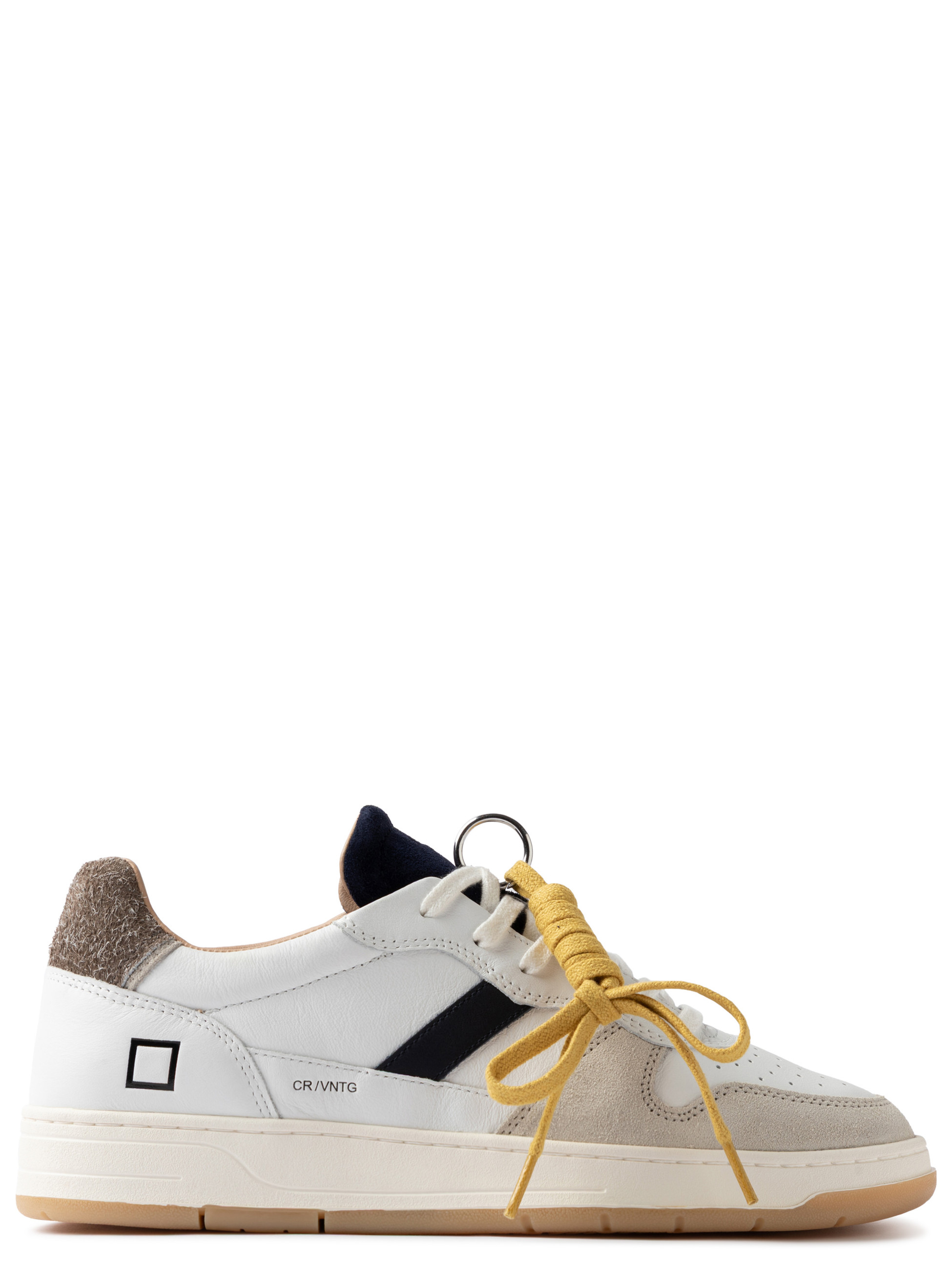Sneaker D.A.T.E. Court 2.0 Vintage in pelle bianca, marrone e blu