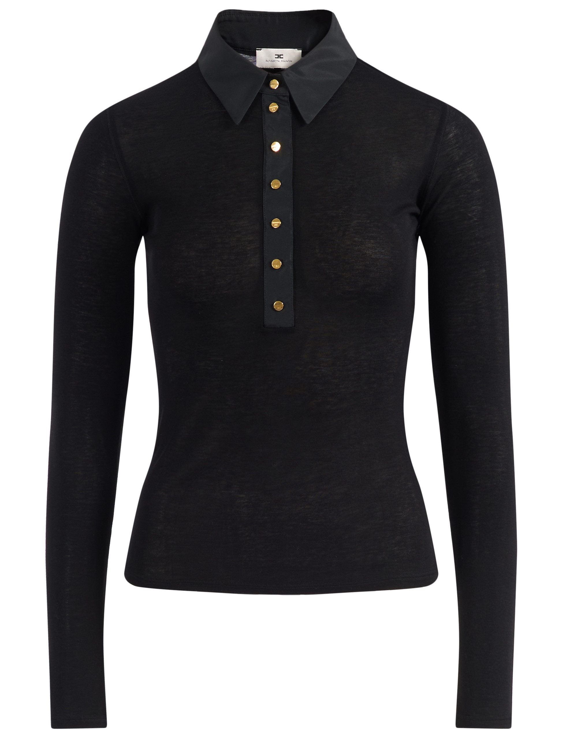 Polo Elisabetta Franchi in maglia e taffettà nero 