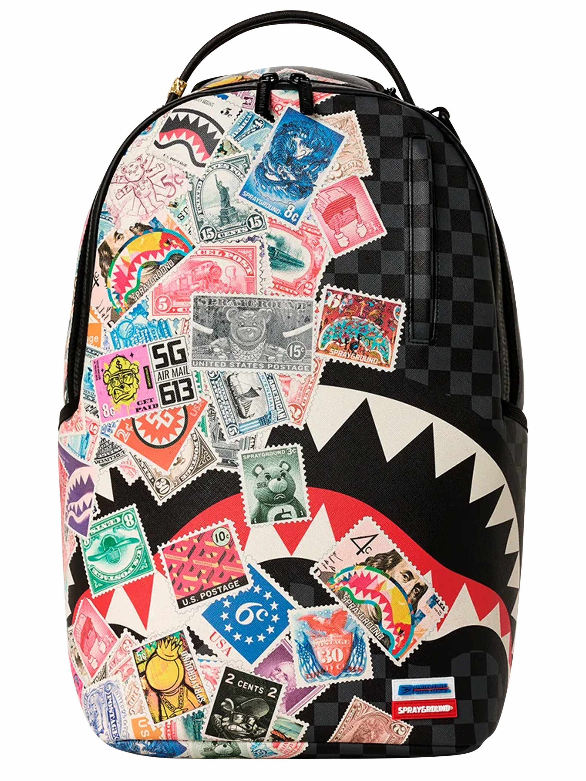 Zaino Sprayground USPS Half Stamps in similpelle nera 