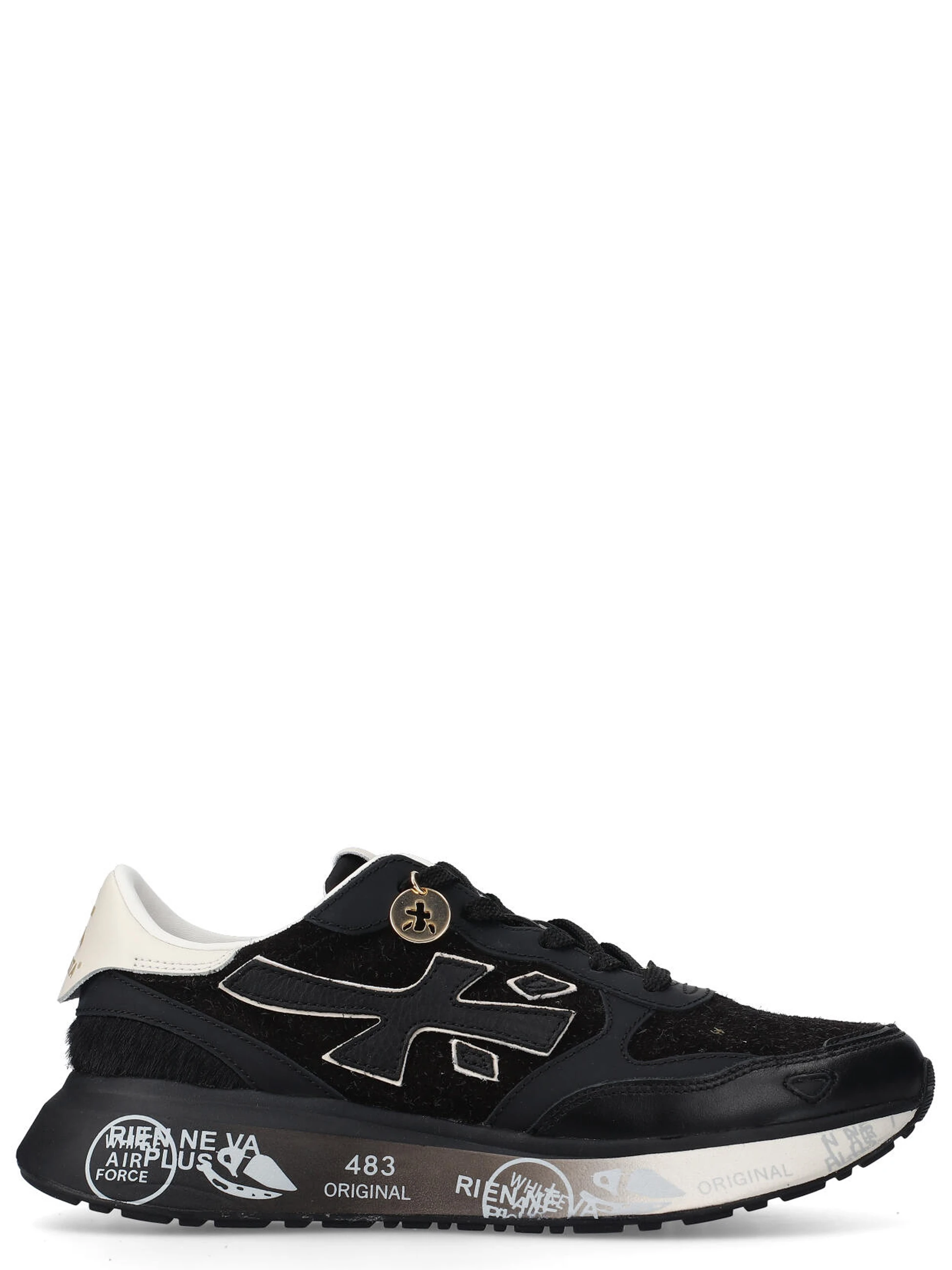 Sneakers Premiata Lauryn 7803 in pelle e cavallino nero