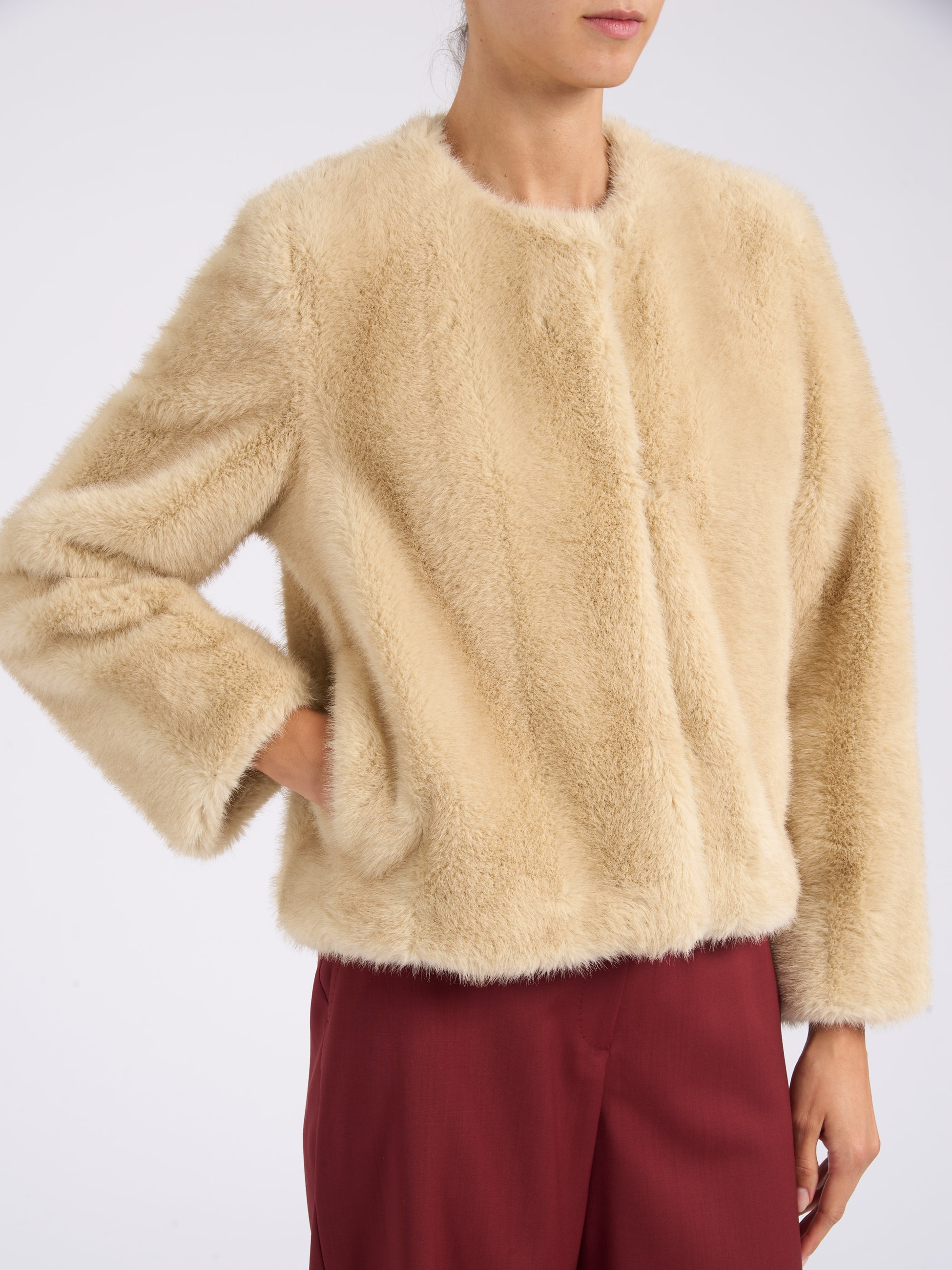 Max Mara Studio , Mstpalchi cream-colored faux fur jacket | H-Brands