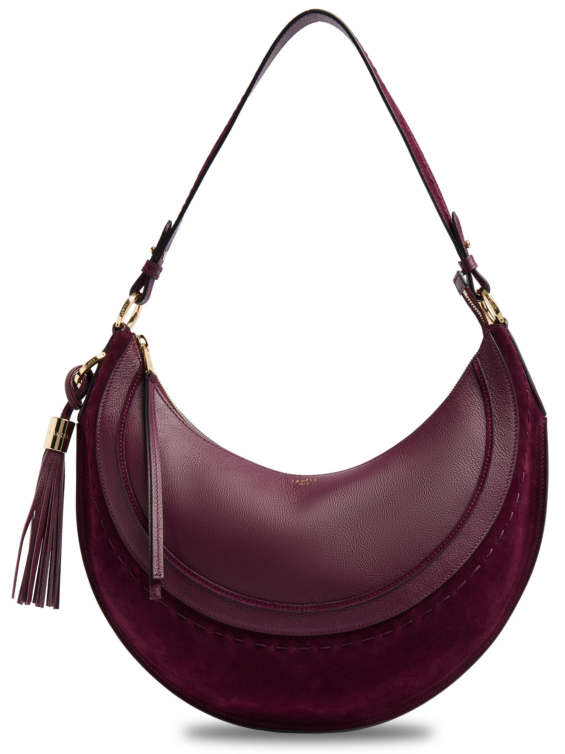 Borsa Lancel Hoboheme Medium in camoscio bordeaux