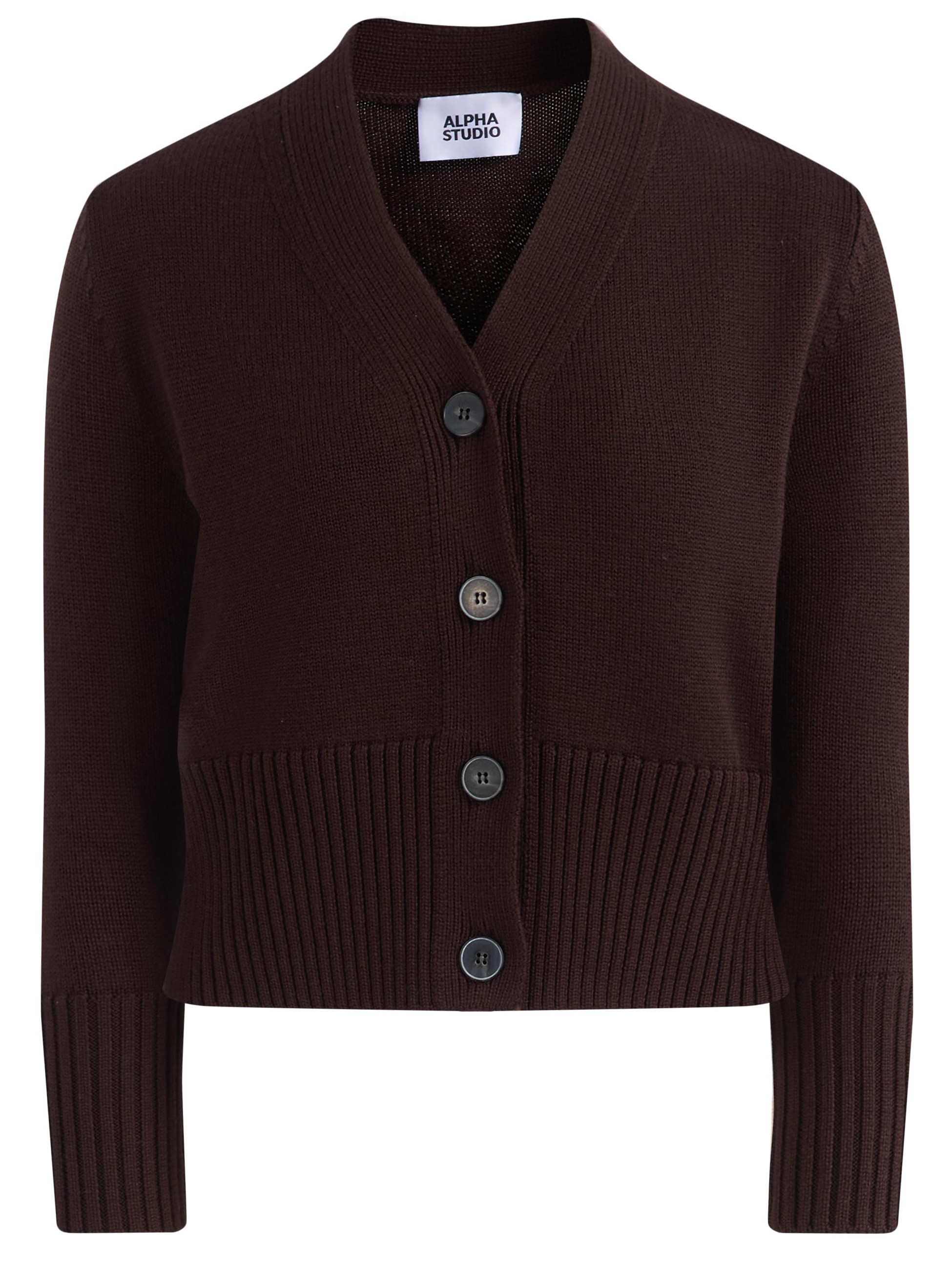 Cardigan Alpha Studio in lana merino marrone