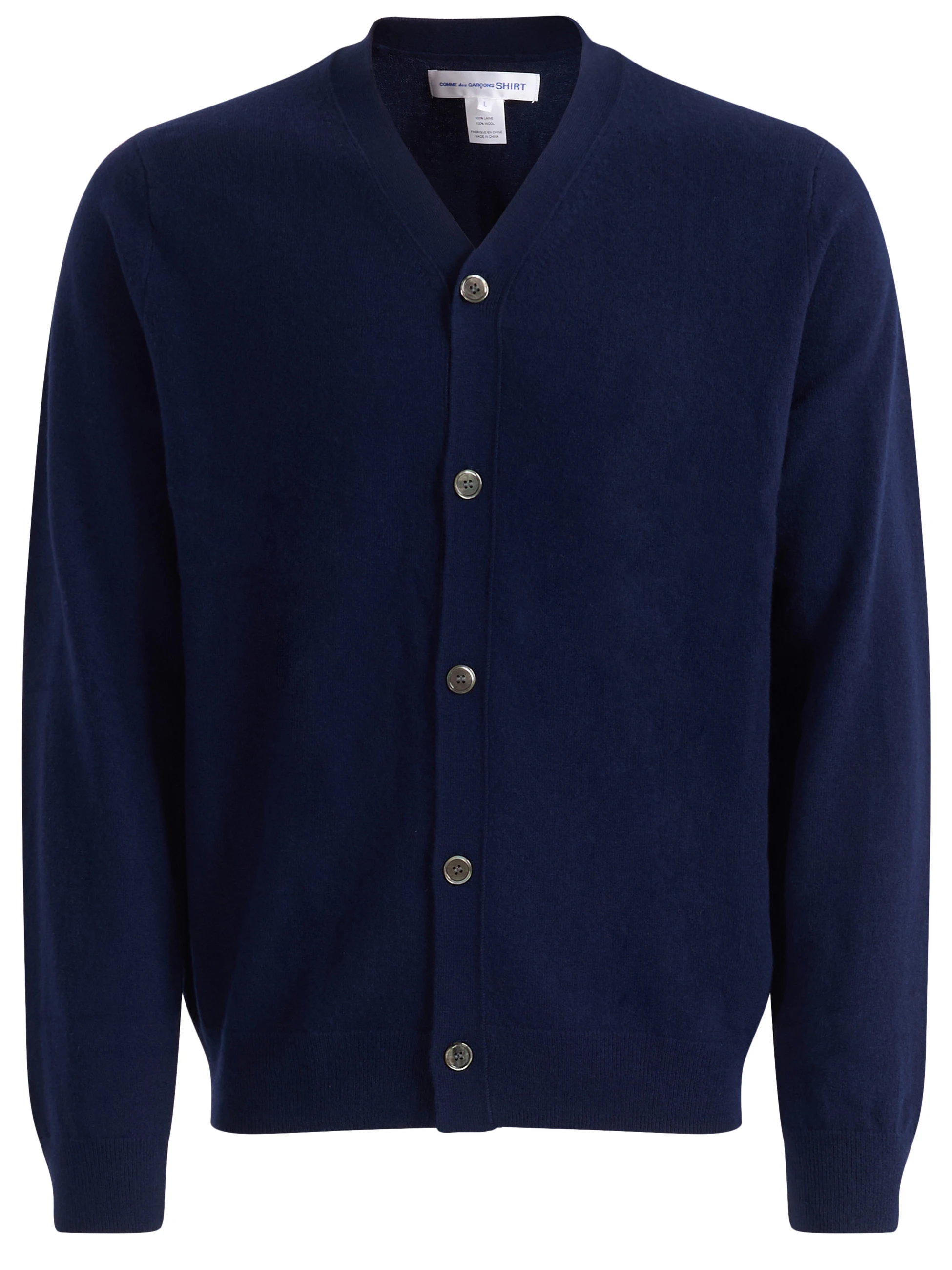 Cardigan Comme Des Garçons in lana blu