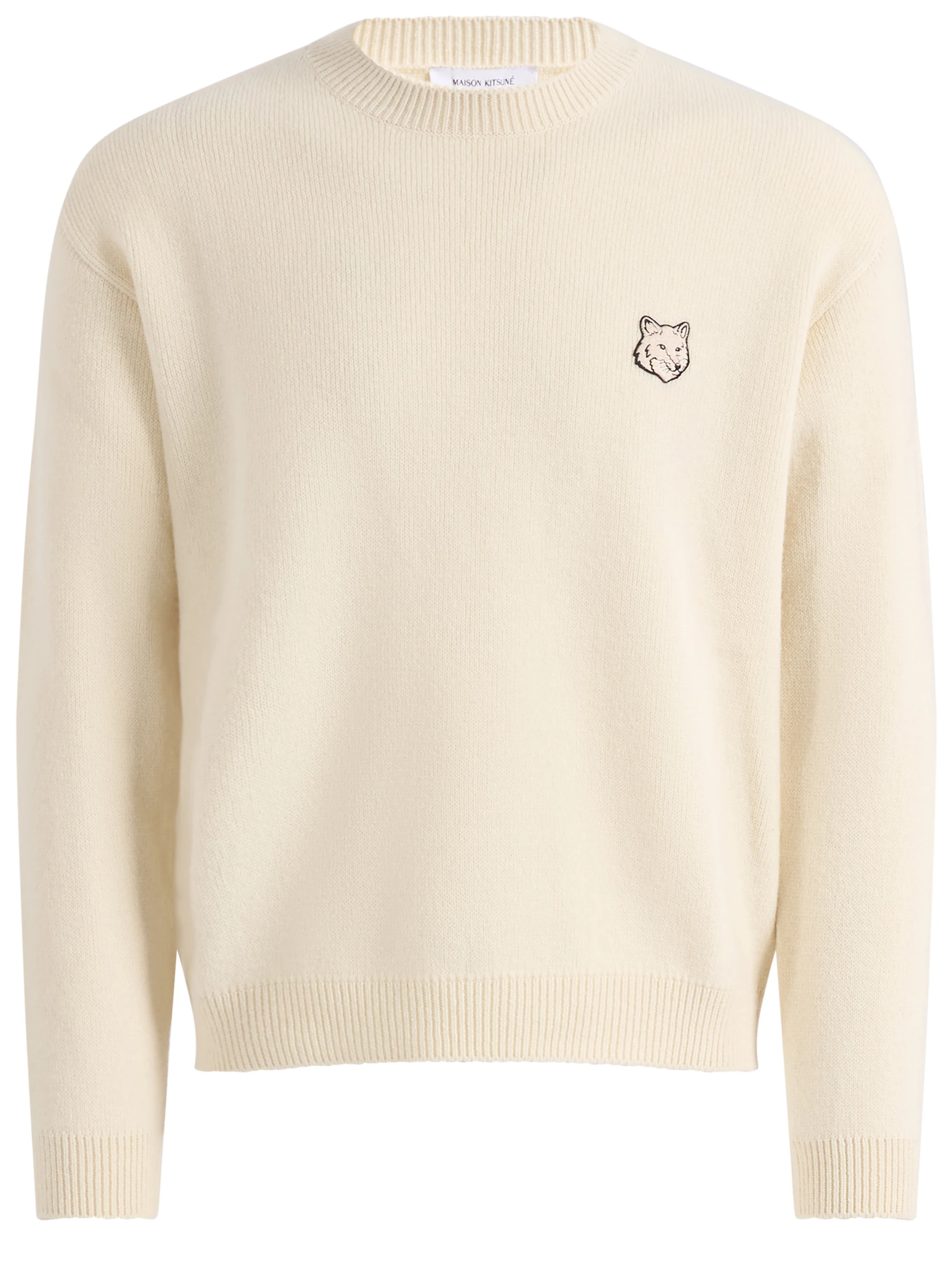 Maglione Maison Kitsuné in lana bianca con Fox Head