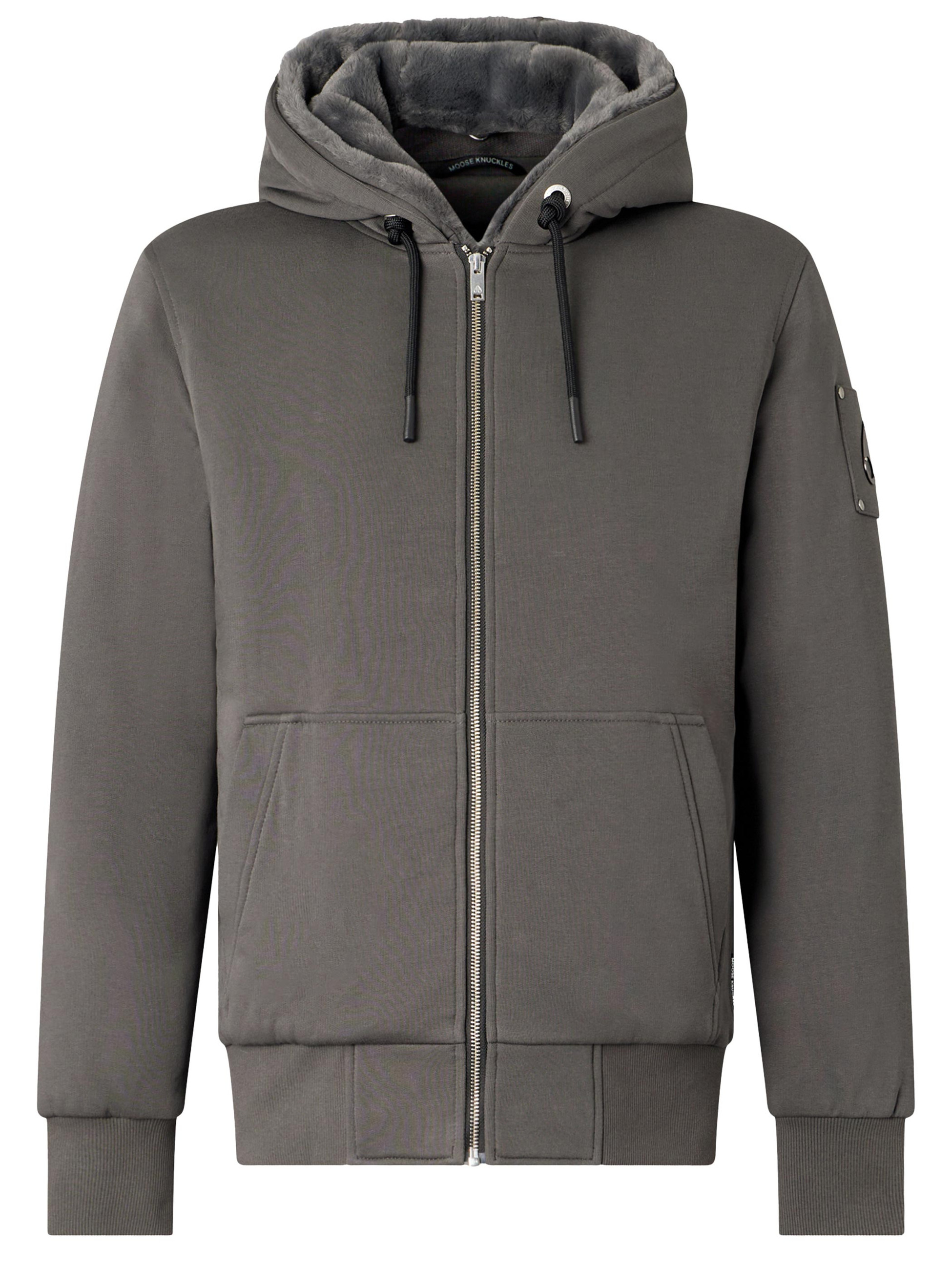 Felpa Moose Knuckles Classic Bunny in cotone grigio