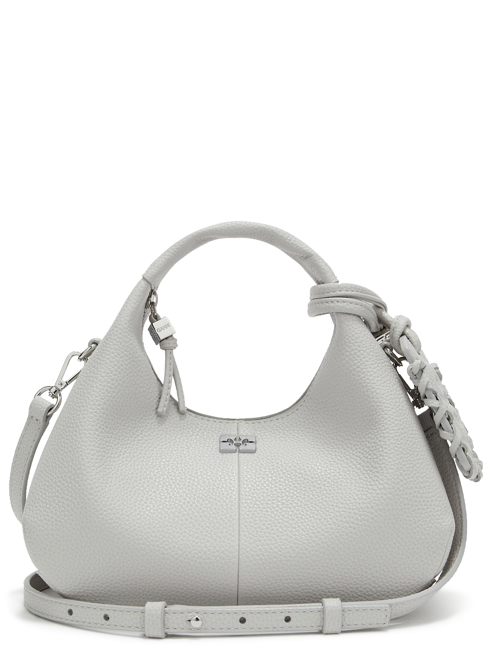 Borsa Ganni Hobo Mini in similpelle grigia