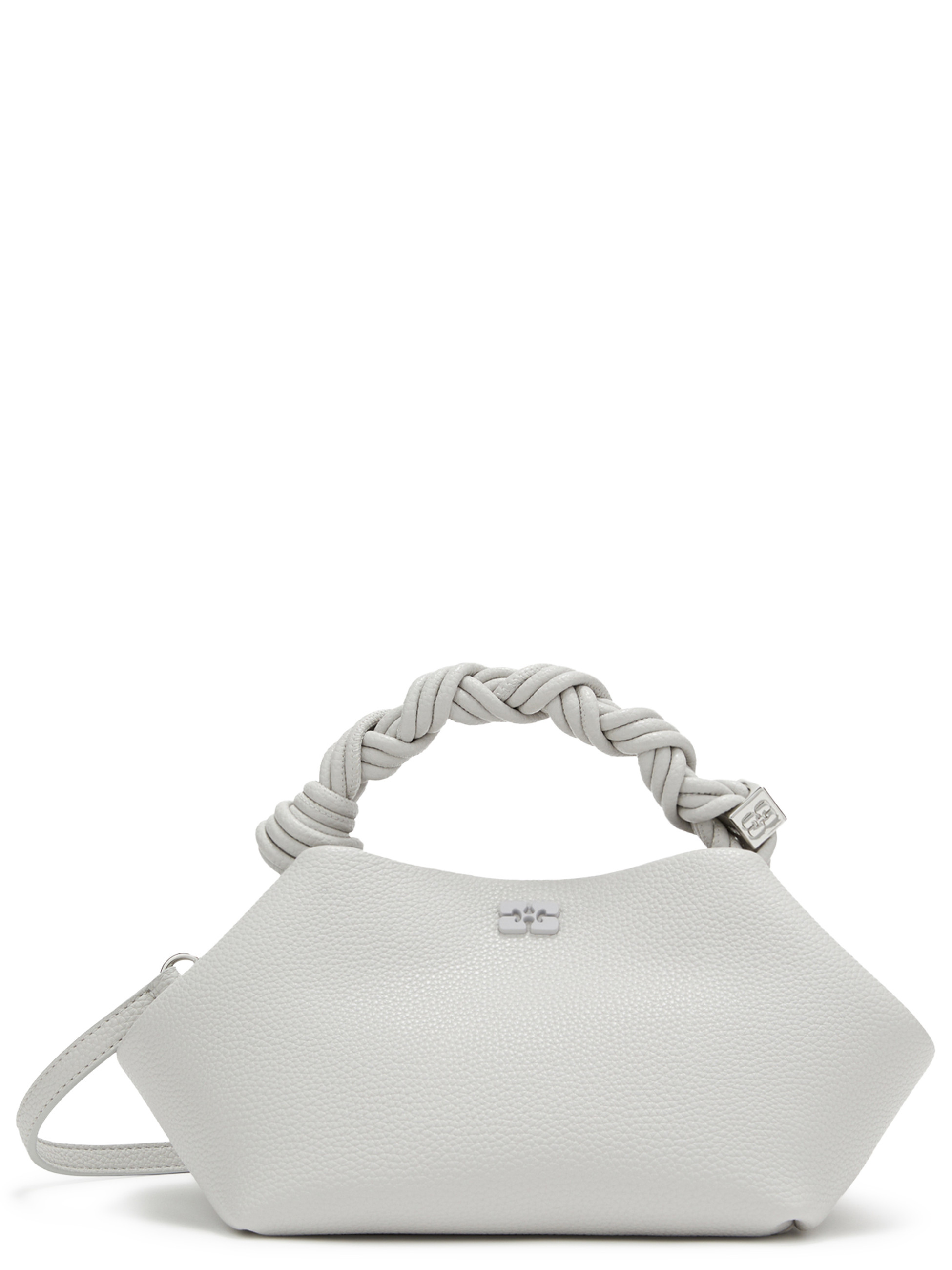 Borsa Ganni Bou Bag Small in similpelle granulata grigia