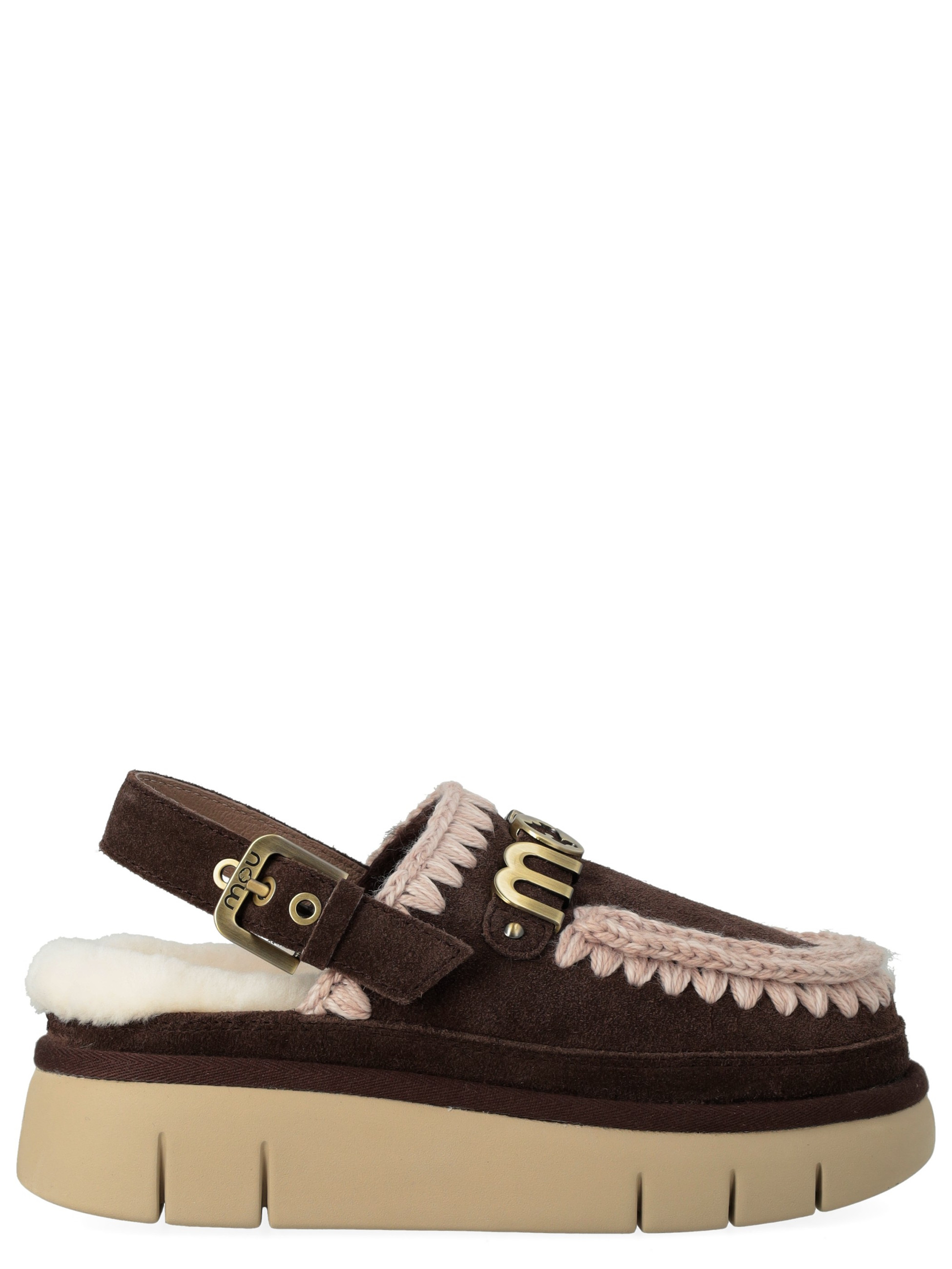 Sabot Mou Bounce Clog Back Strap in camoscio marrone