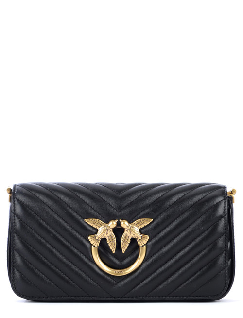 Bag Pinko Mini Love Bag Click Baguette in black quilted leather