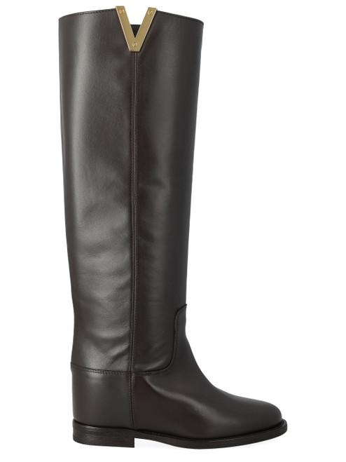 Bota Via Roma 15 de piel marrón con V lateral