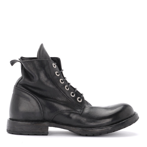 Botte combat rivets en cuir noir 1