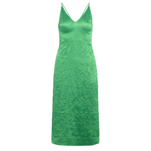 satin slip dress bright green 1