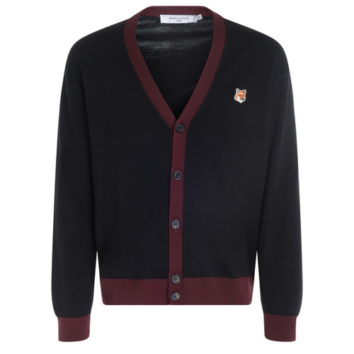 cardigan bicolor fox head nero 1