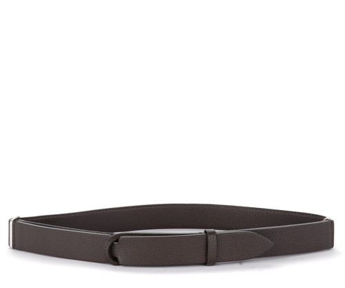 Belt Orciani No Buckle in ebony-colored grained leather